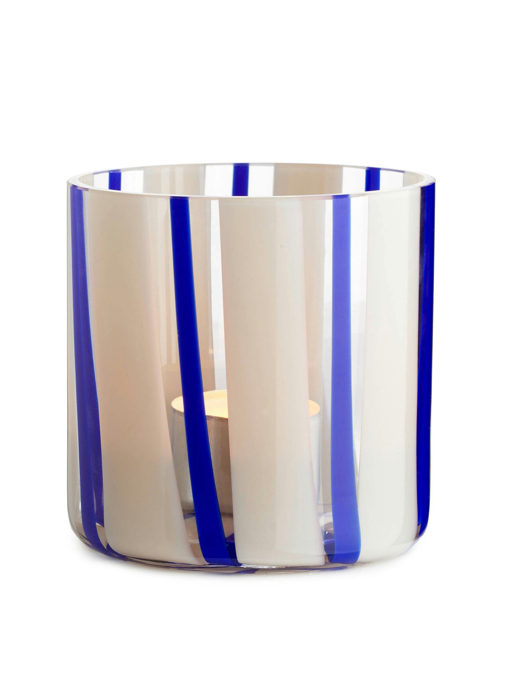 Striped glass candle holder