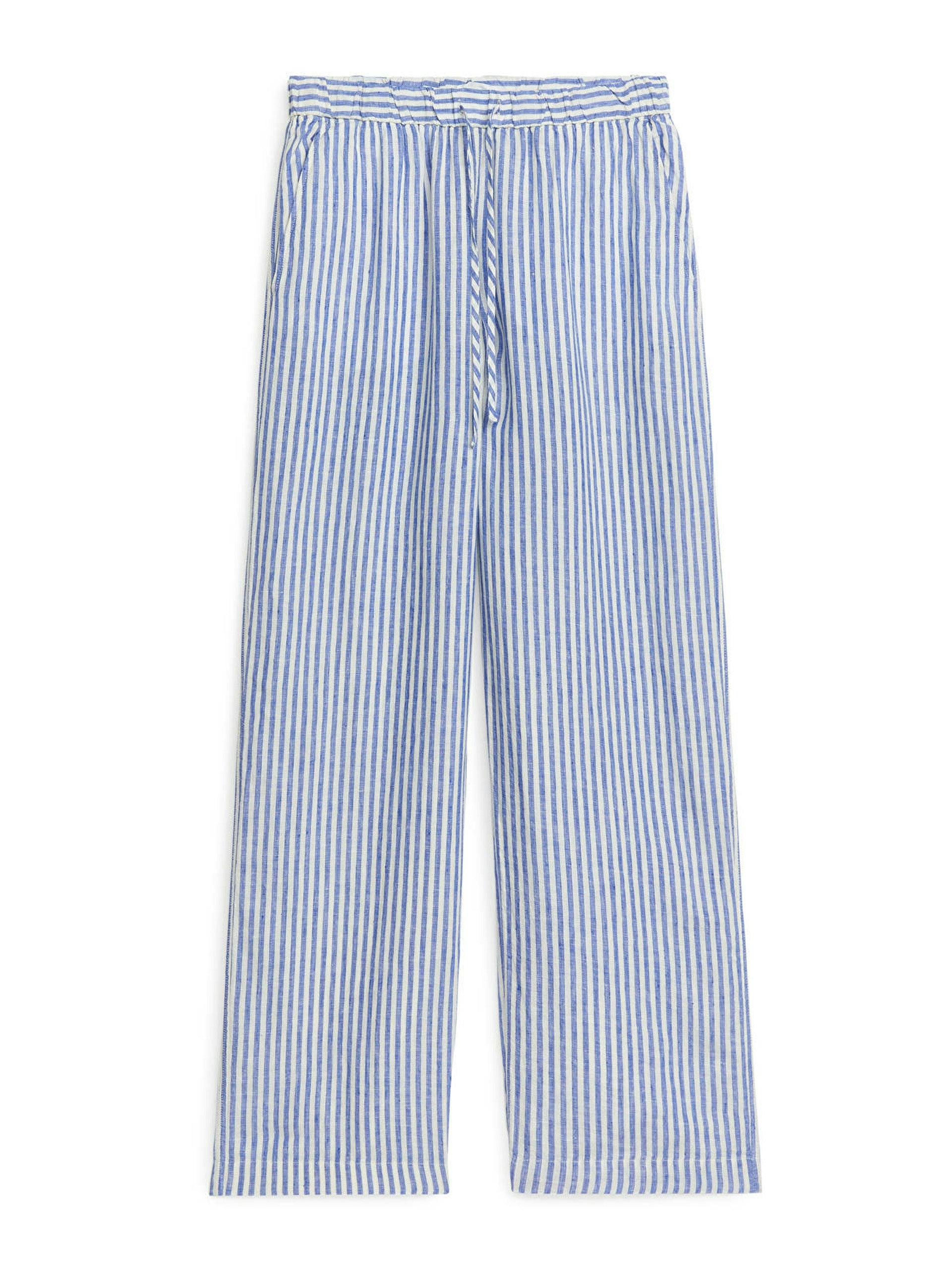 Blue stripe linen trousers