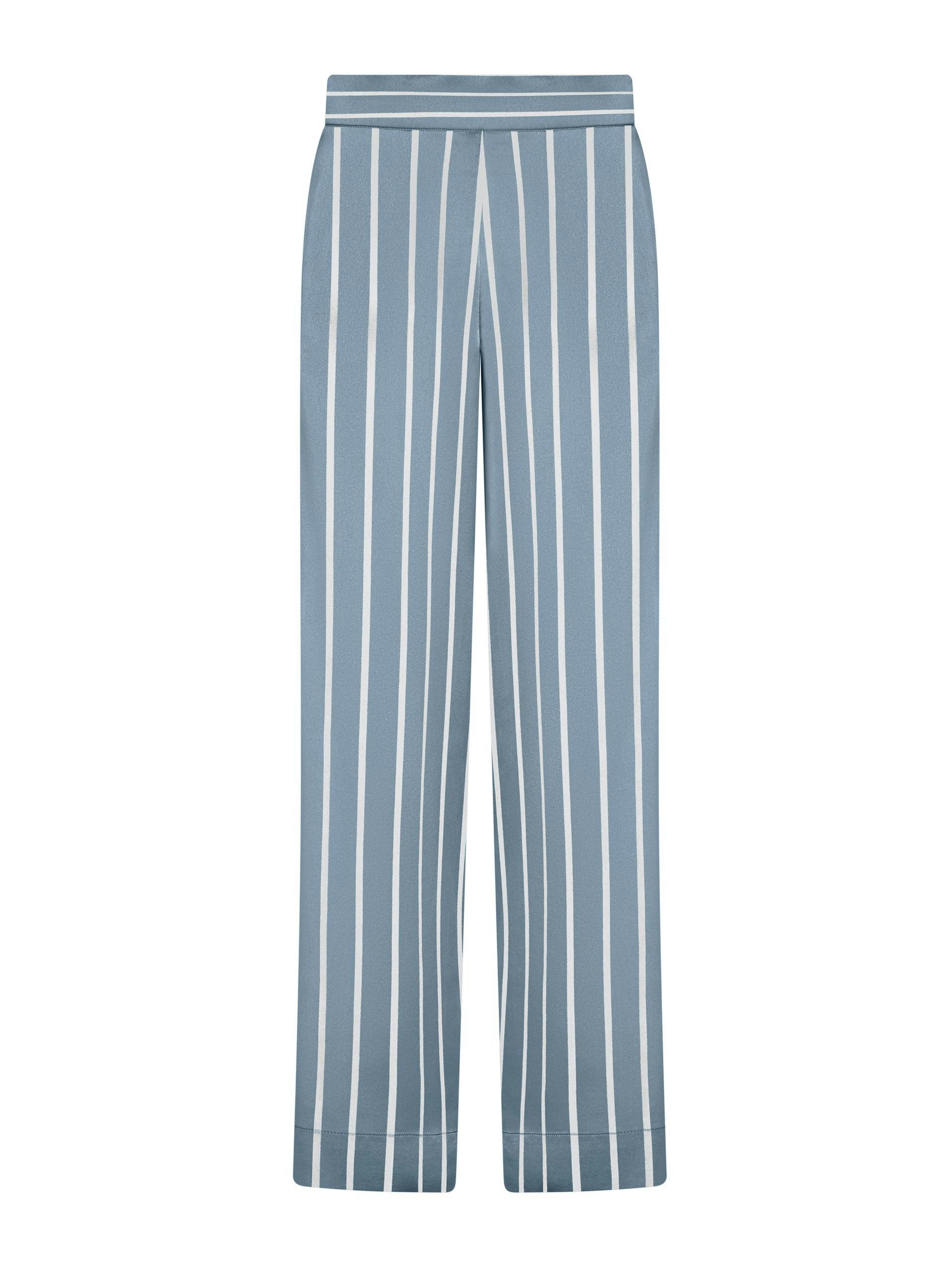 London dust blue striped silk pyjama bottoms