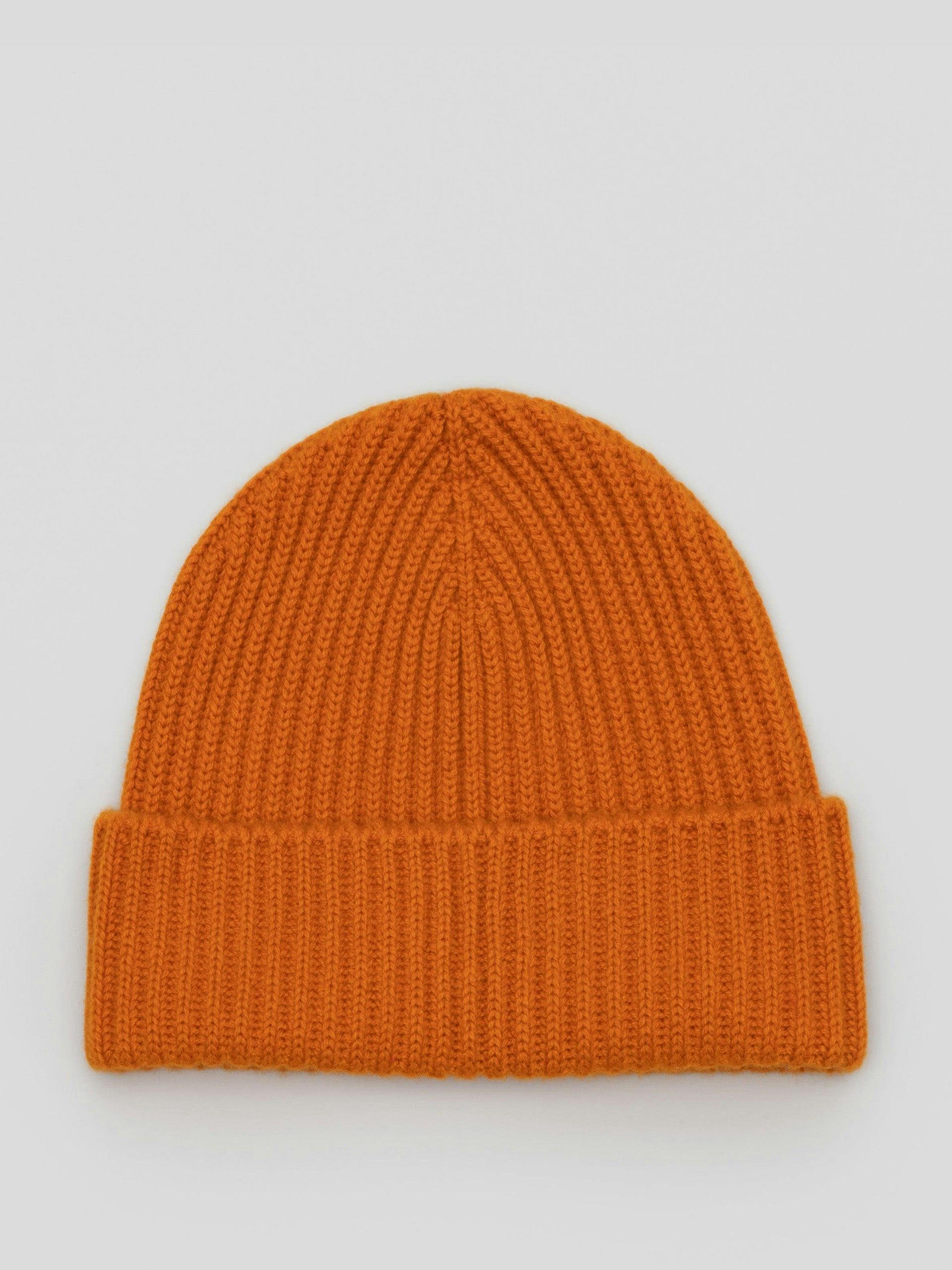 Orange cashmere knitted beanie