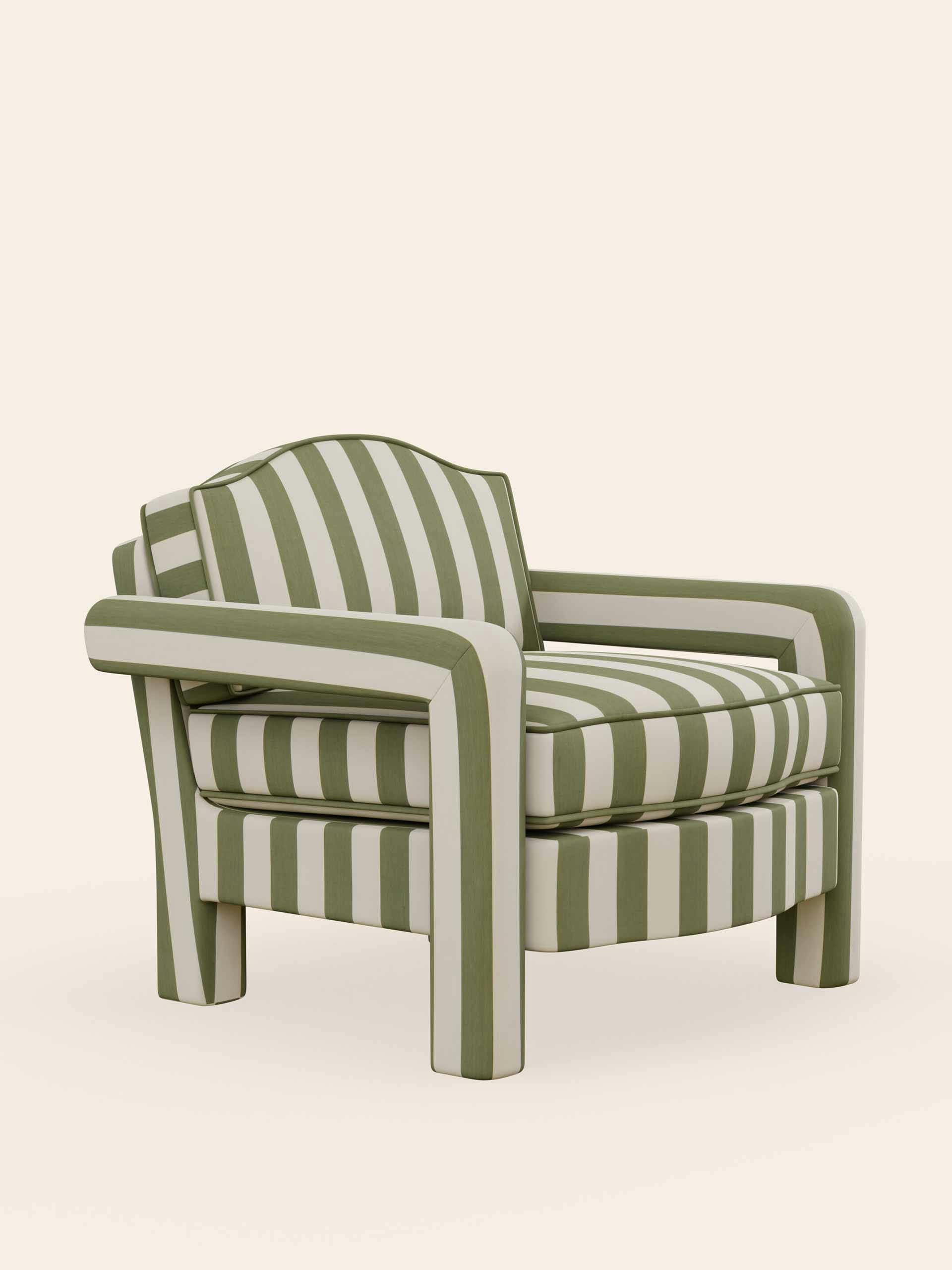 Green and white striped armchair