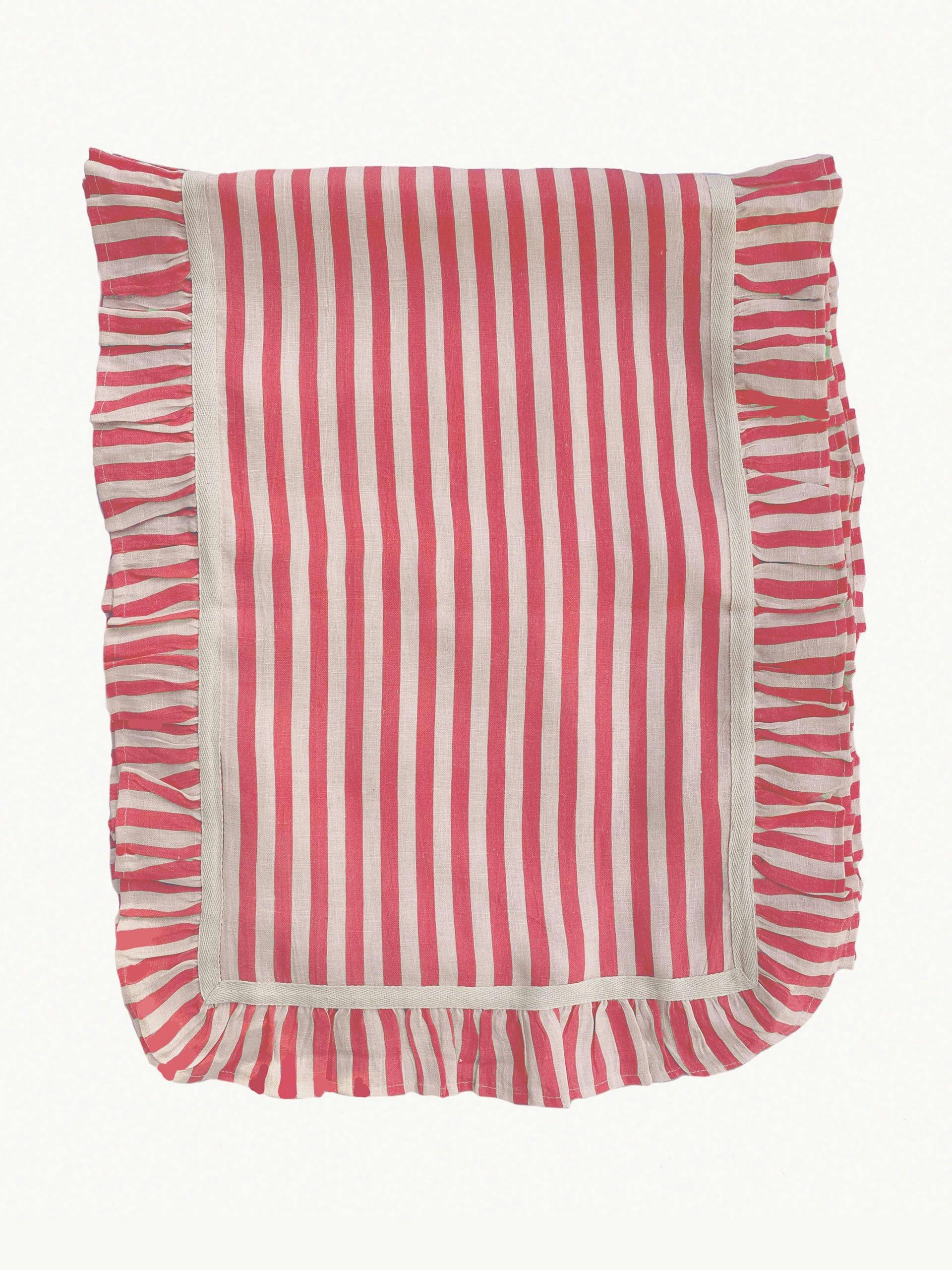 Cherry red candy stripe table runner