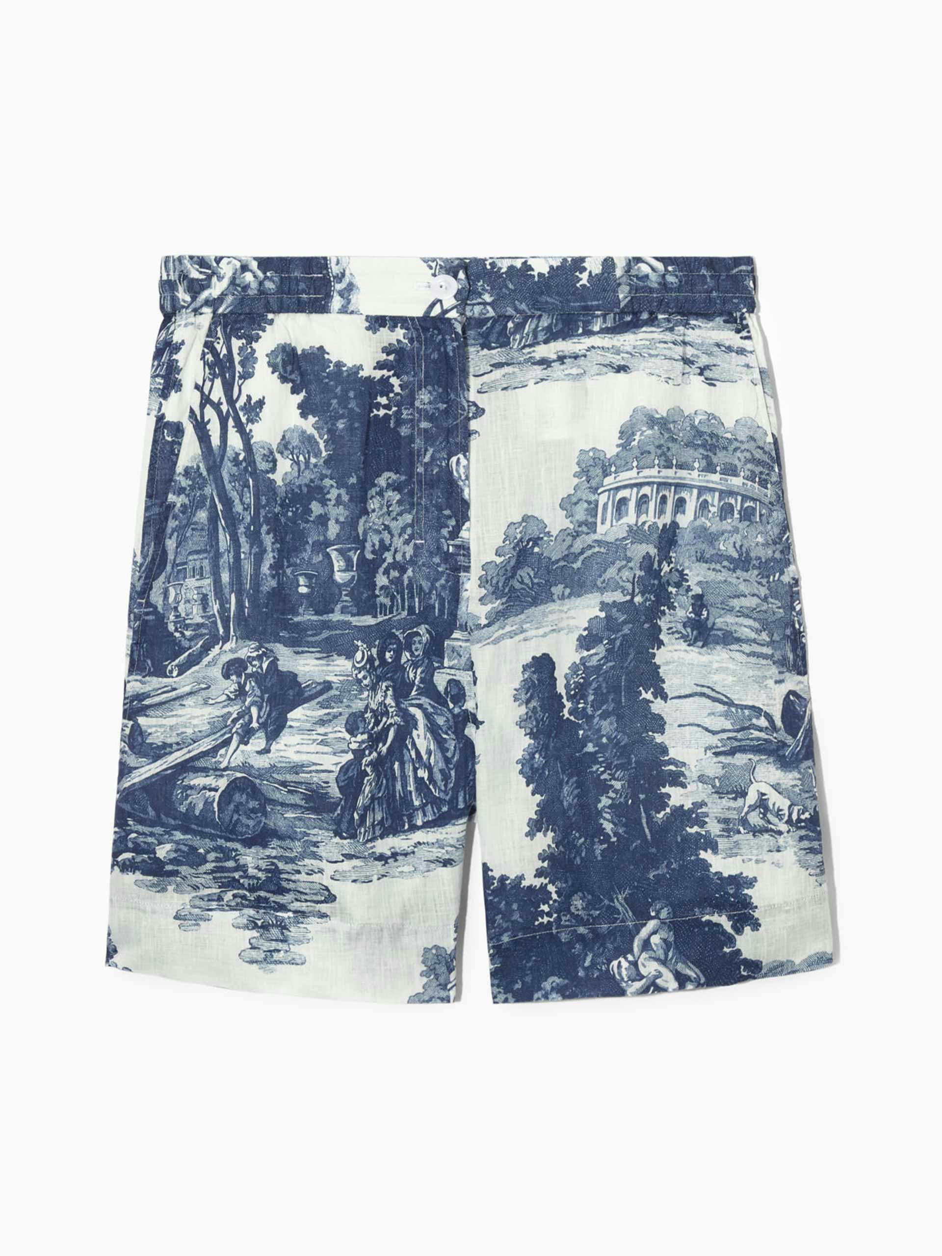 French toile linen shorts
