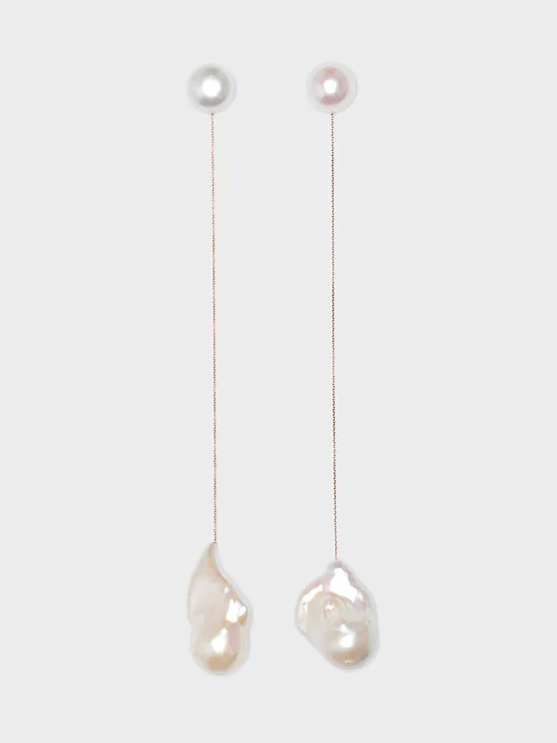 Flaired baroque pearl drop earrings