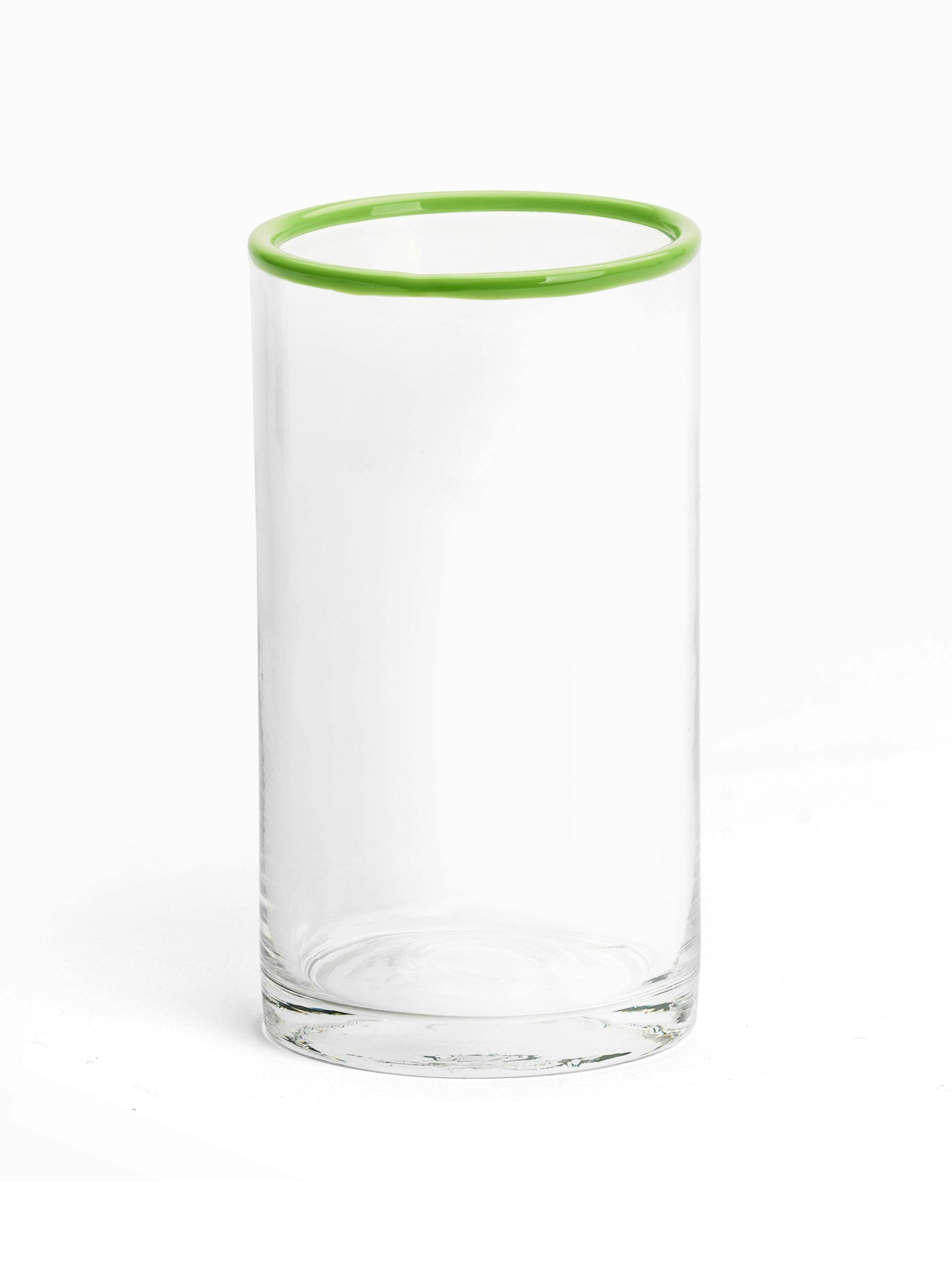Glass hi-ball with green rim