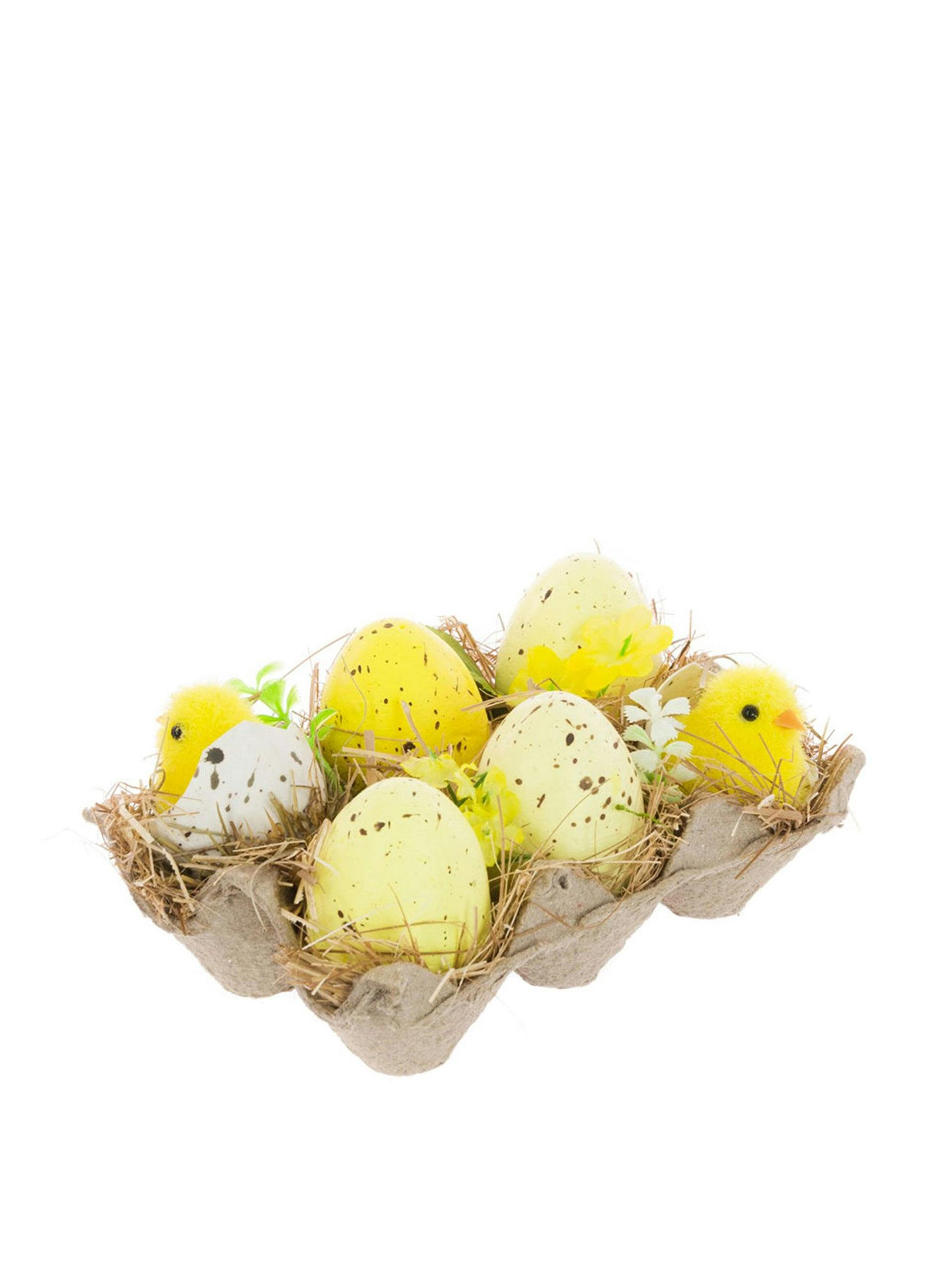 Easter egg and chick carton tray decoration