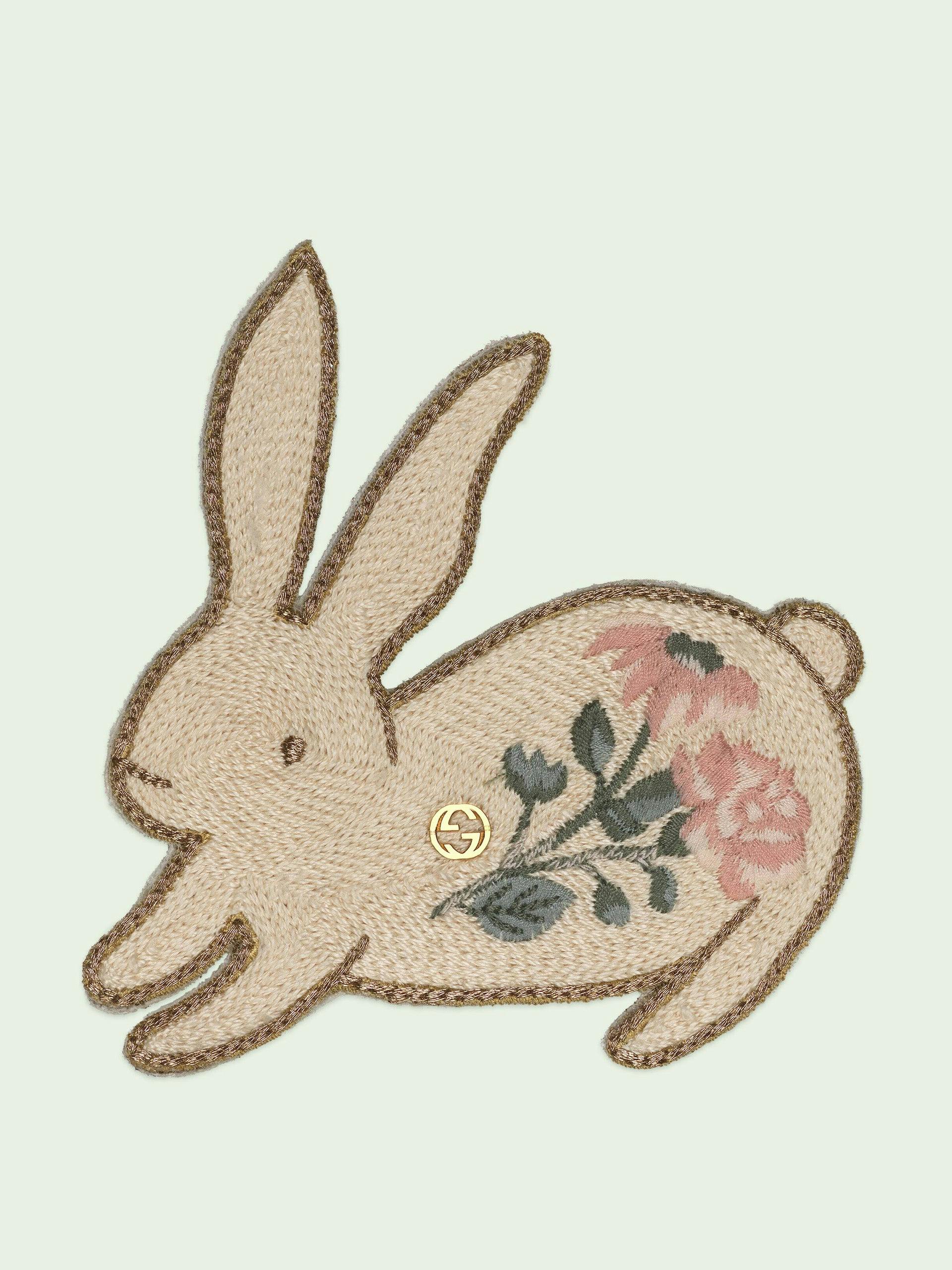 Embroidered rabbit brooch