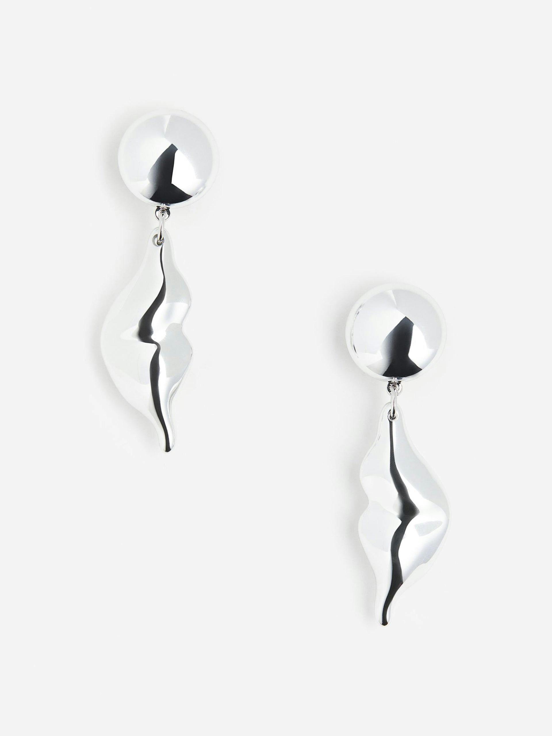Silver-tone lip-shaped clip earrings