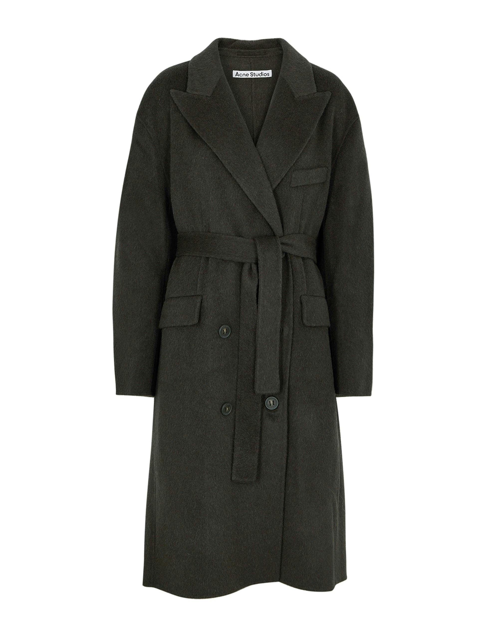 Double-breasted wool blend coat