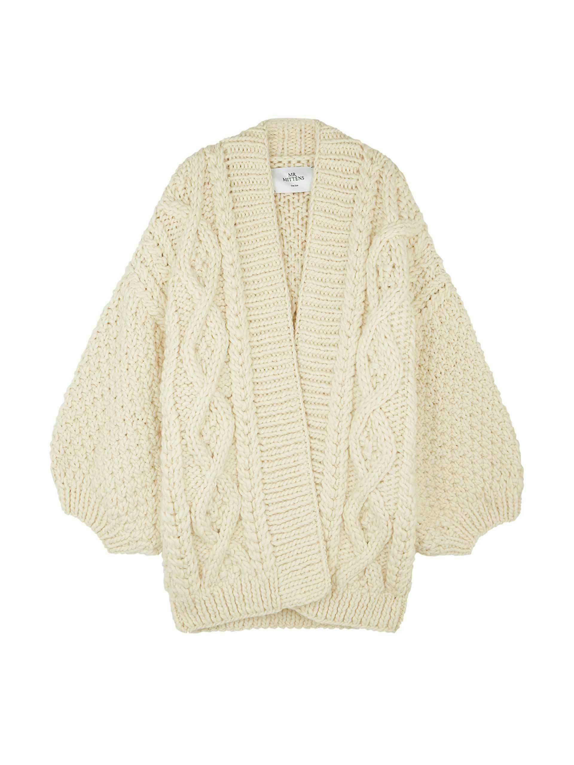 Chunky cable-knit wool cardigan