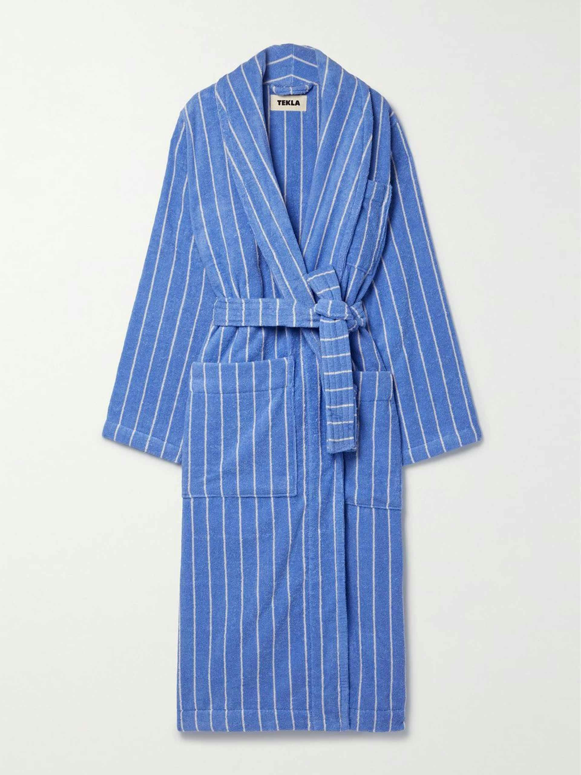 Striped organic cotton terry robe