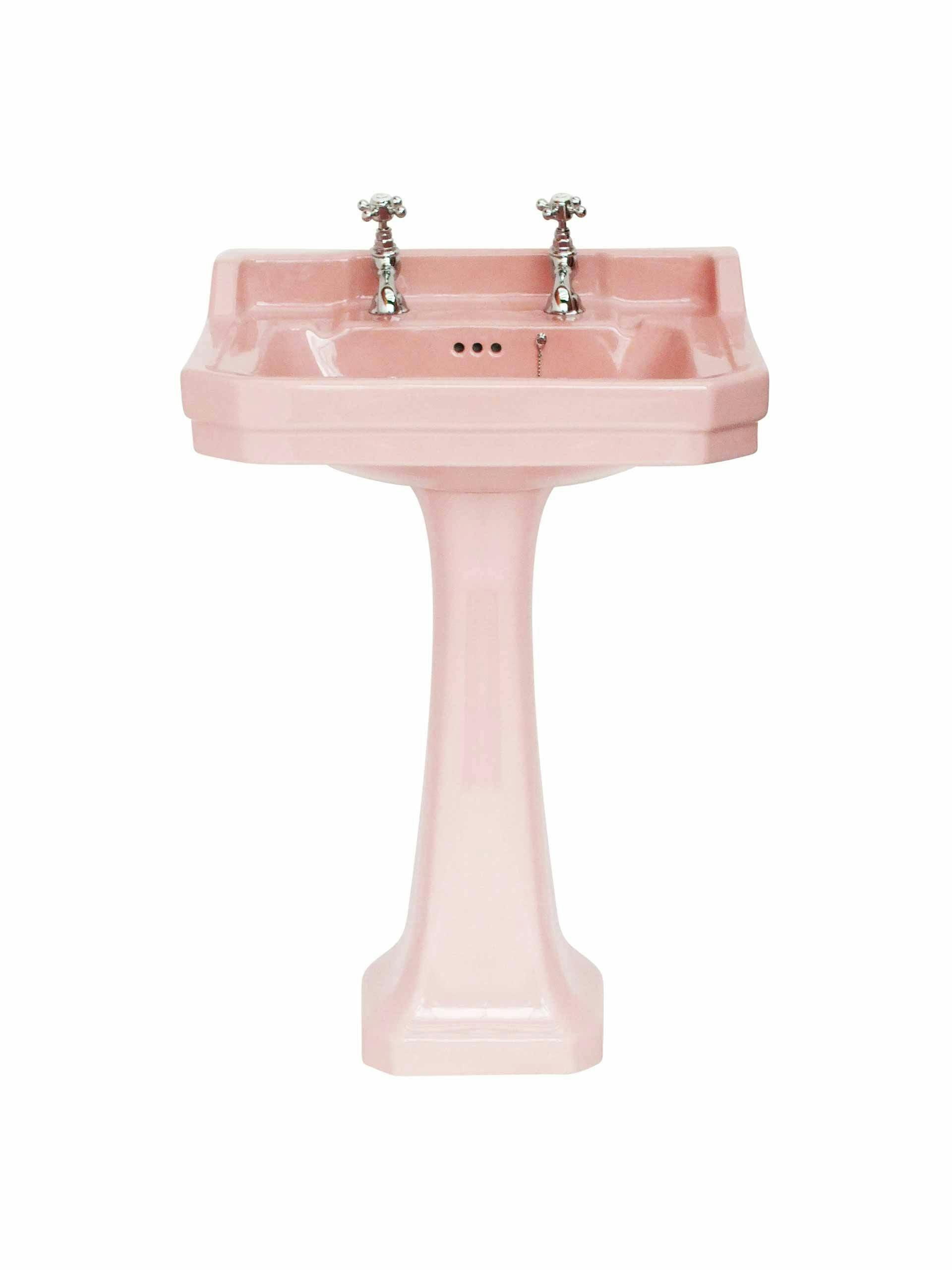 Pink art deco basin and sink pedestal