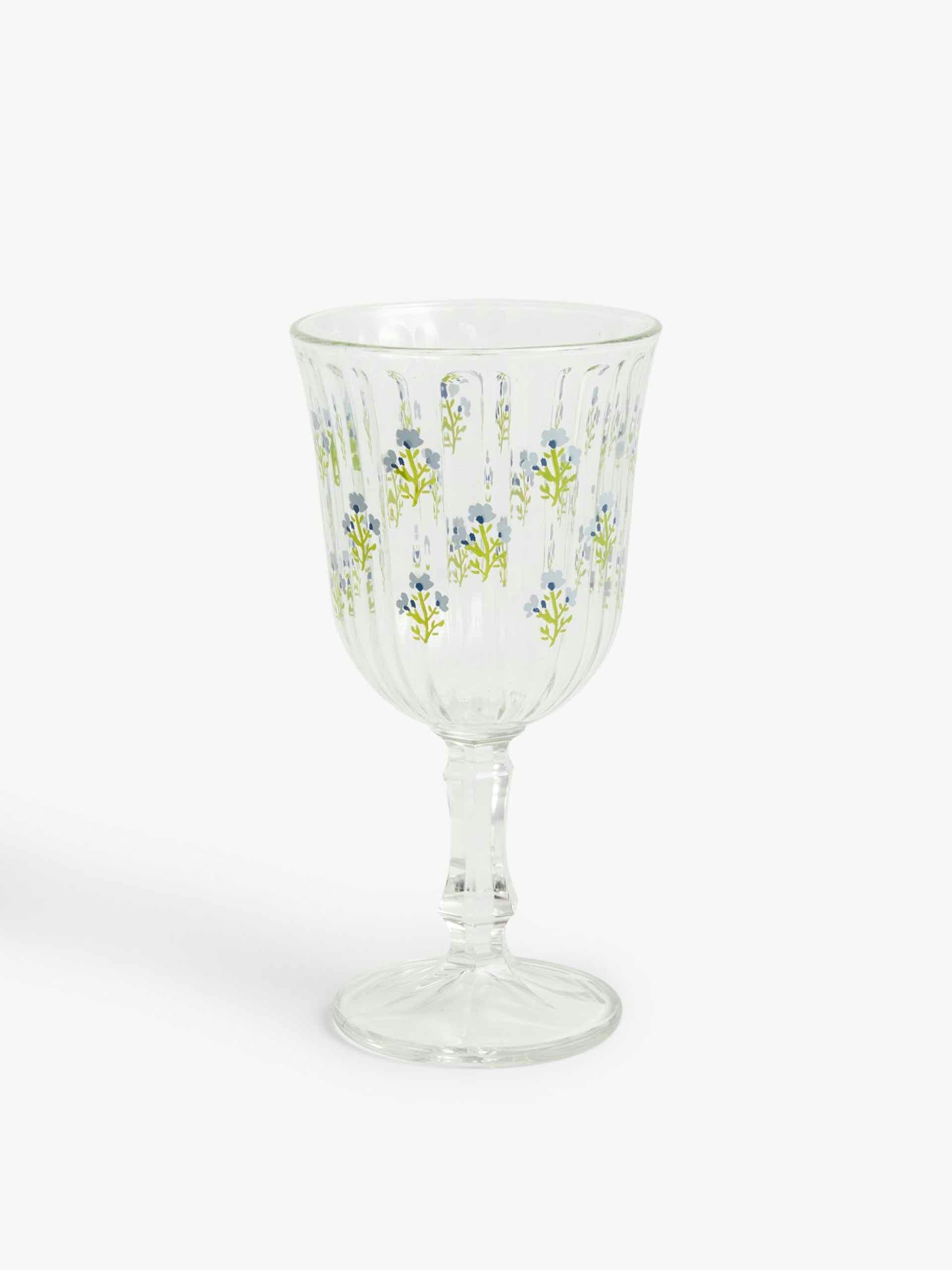 Floral wine glass
