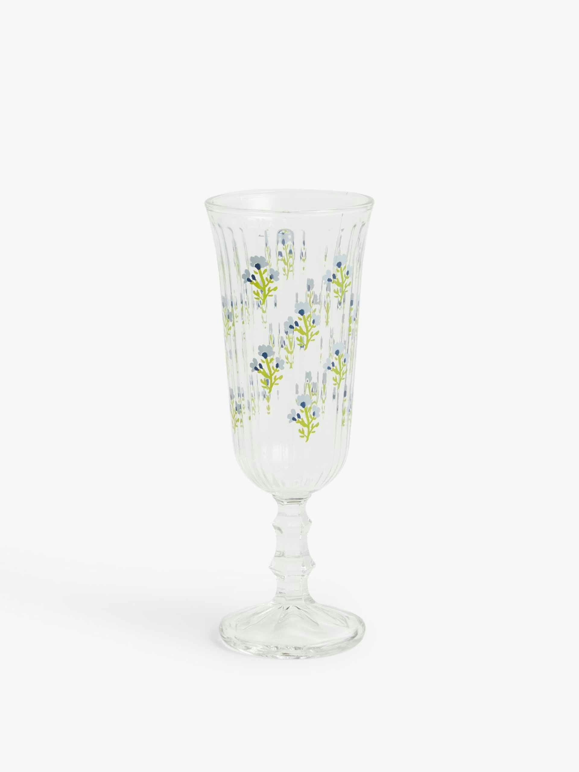 Floral glass champagne flute
