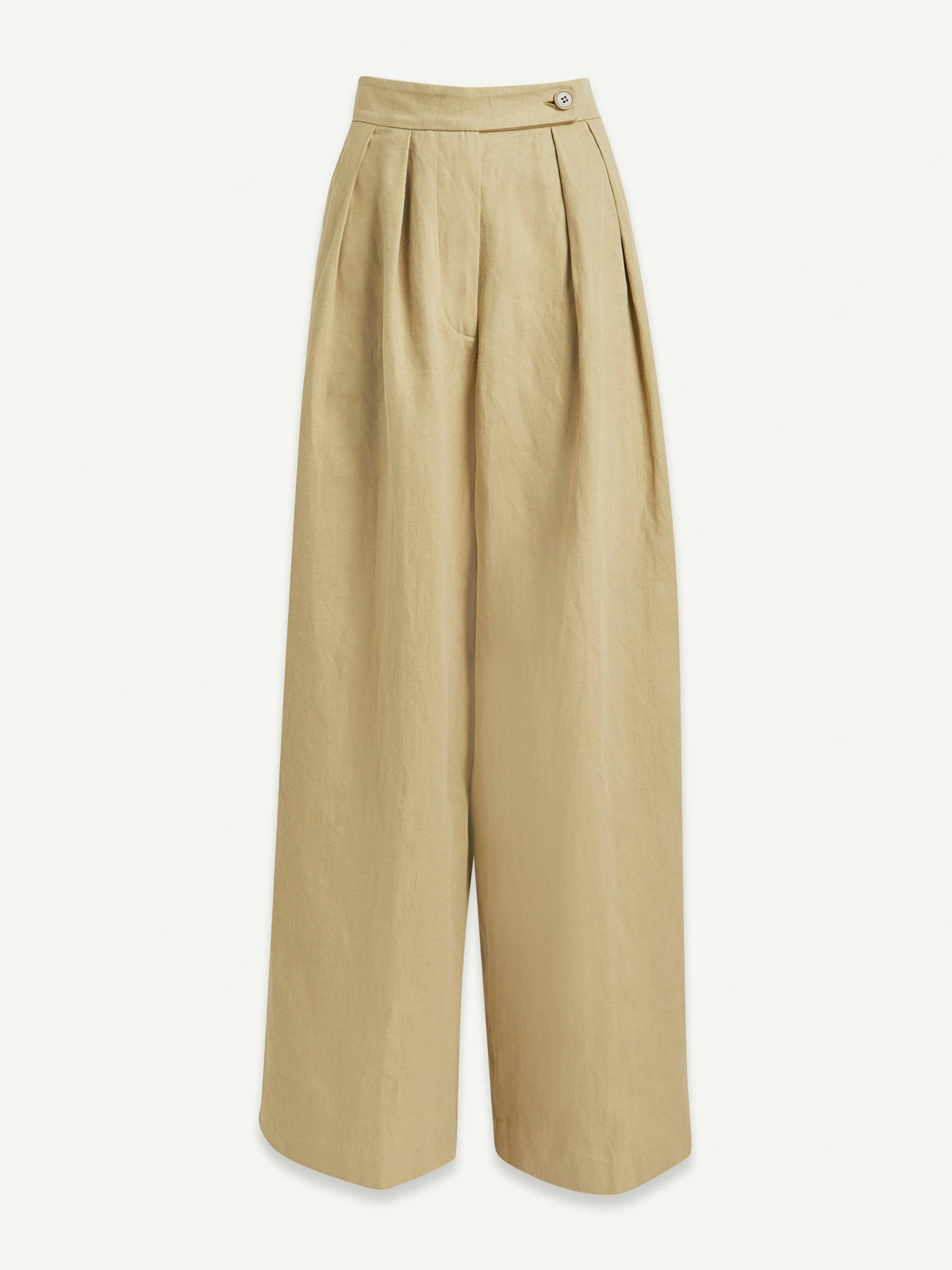 beige wide leg trousers