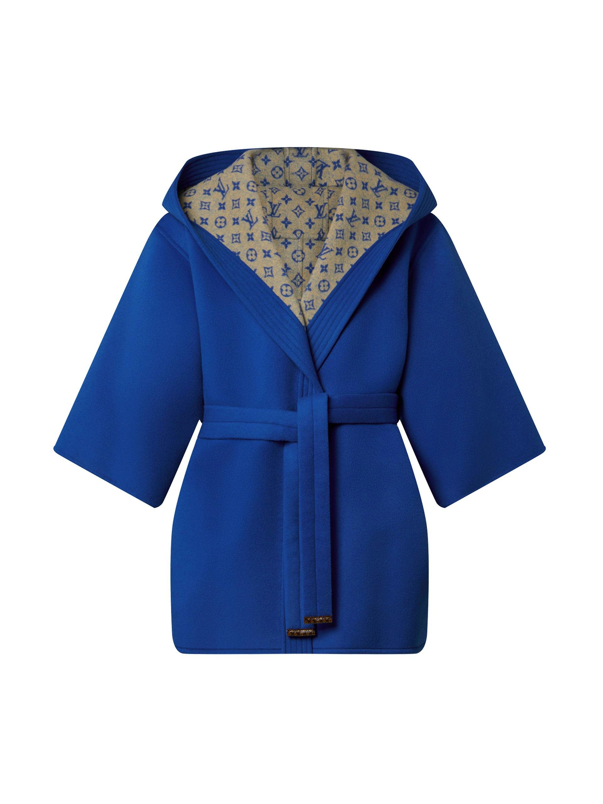 Blue monogrammed robe coat