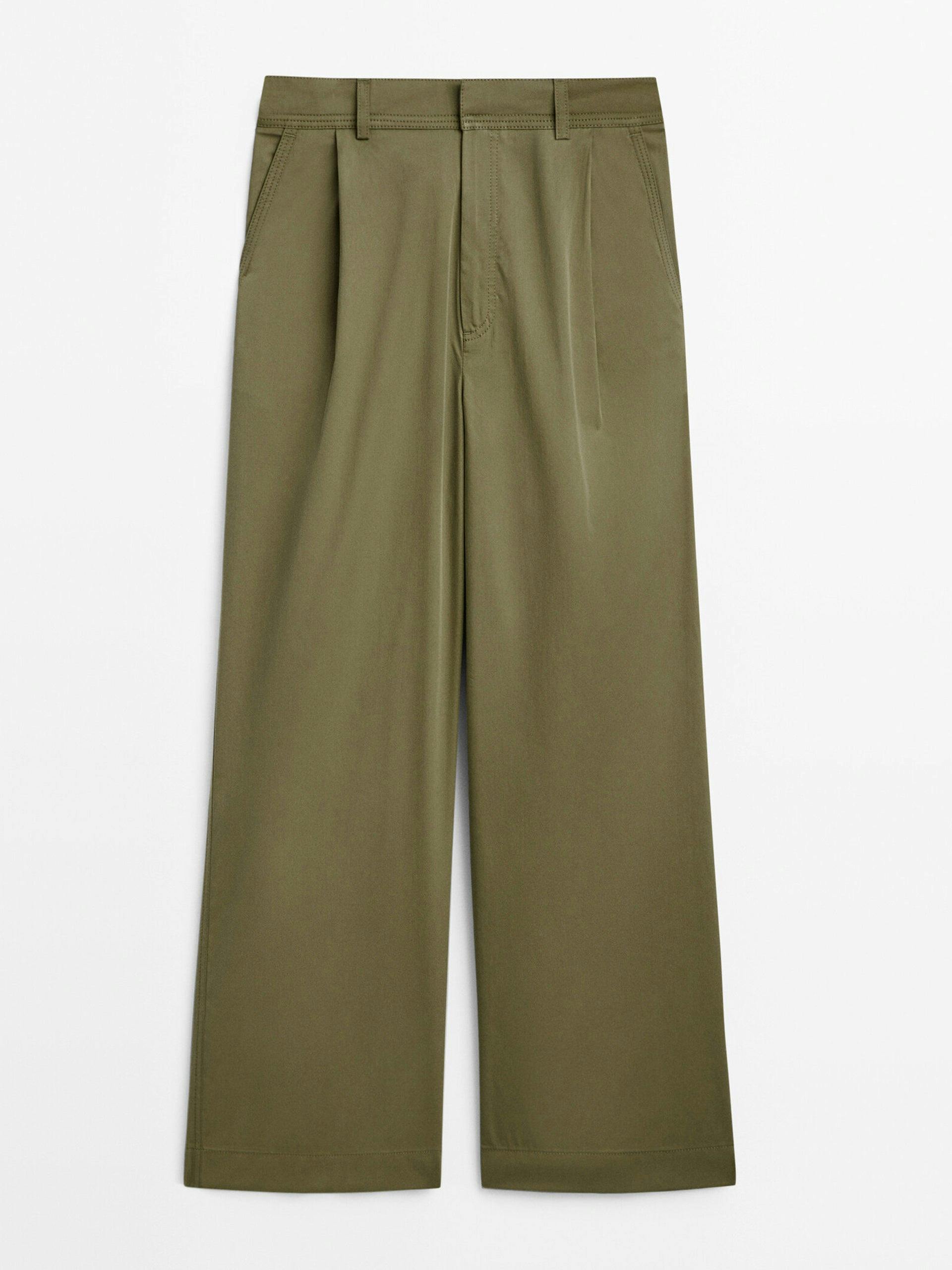 Darted wide leg trousers