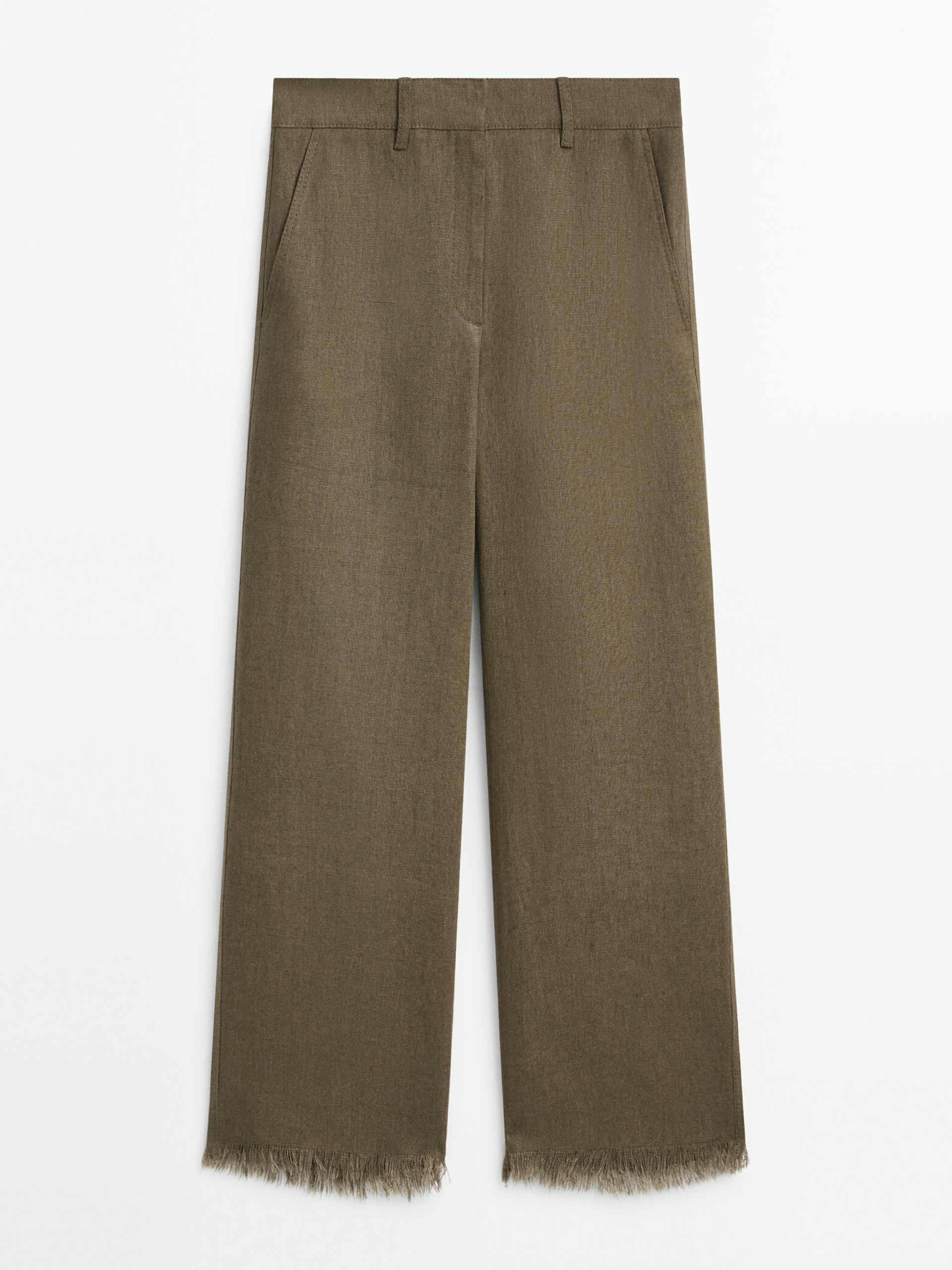 Freyed linen suit trousers