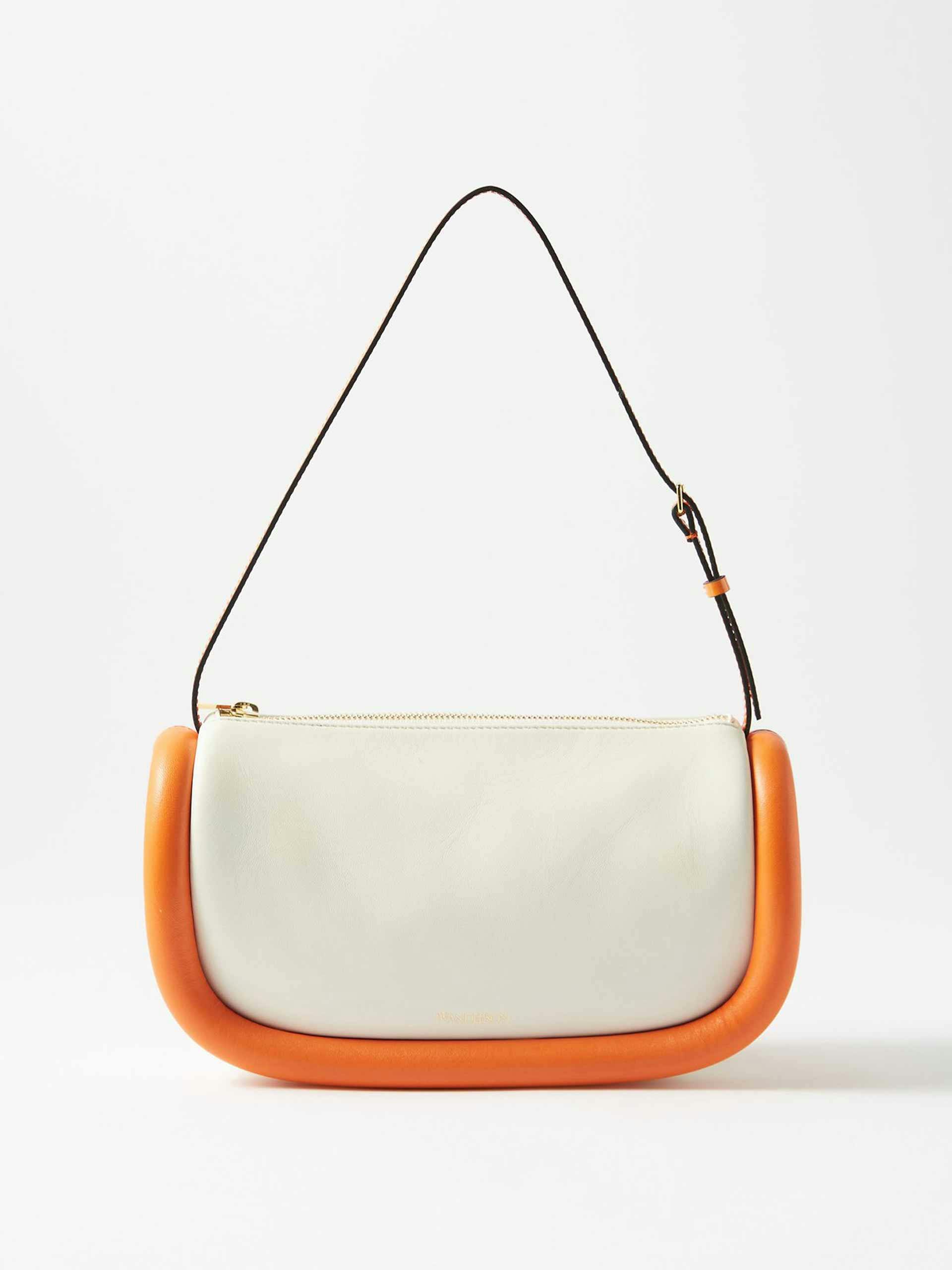 White and orange leather shoulder bag