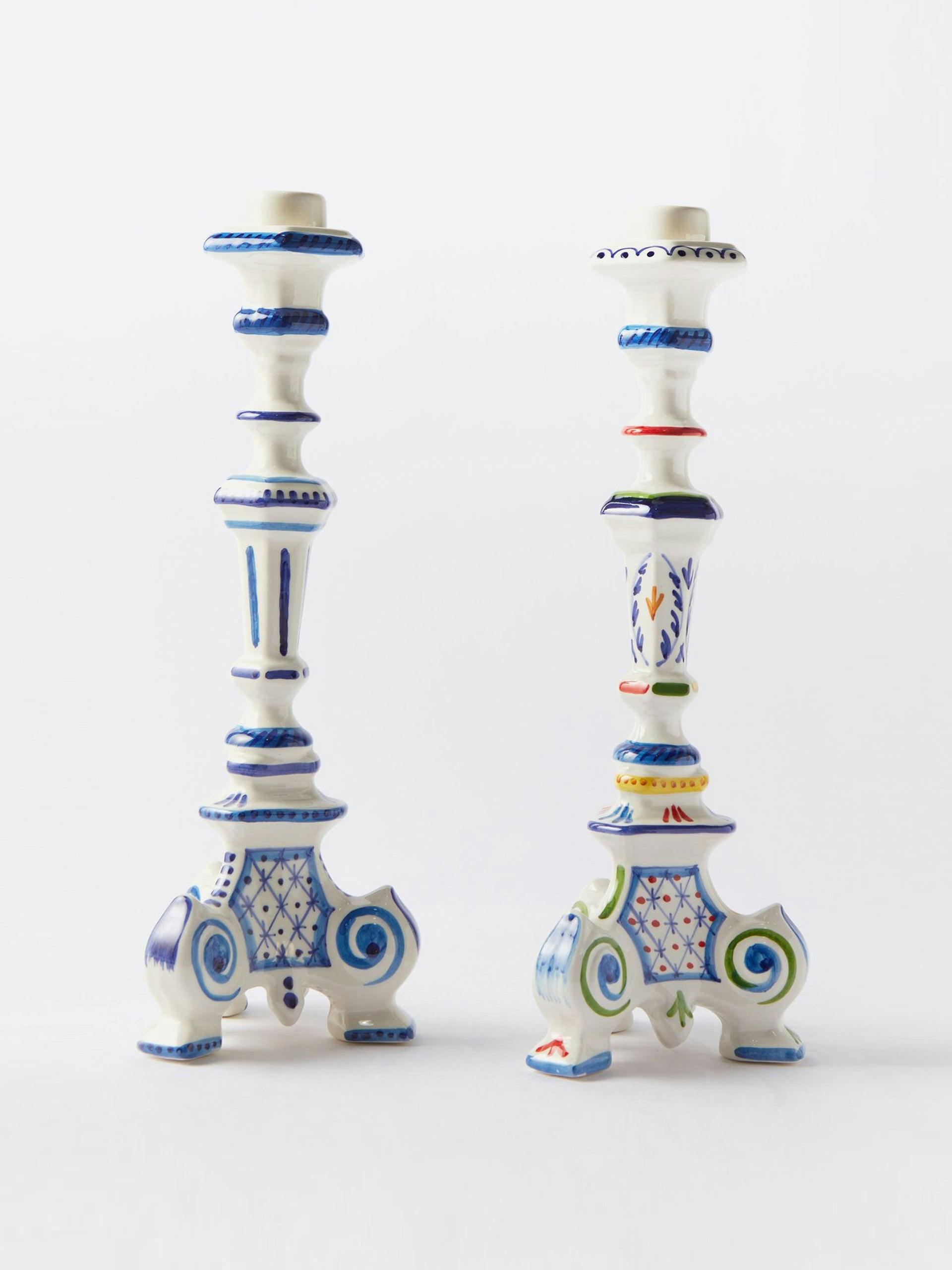 Turquerie ceramic candlestick holders (set of 2)