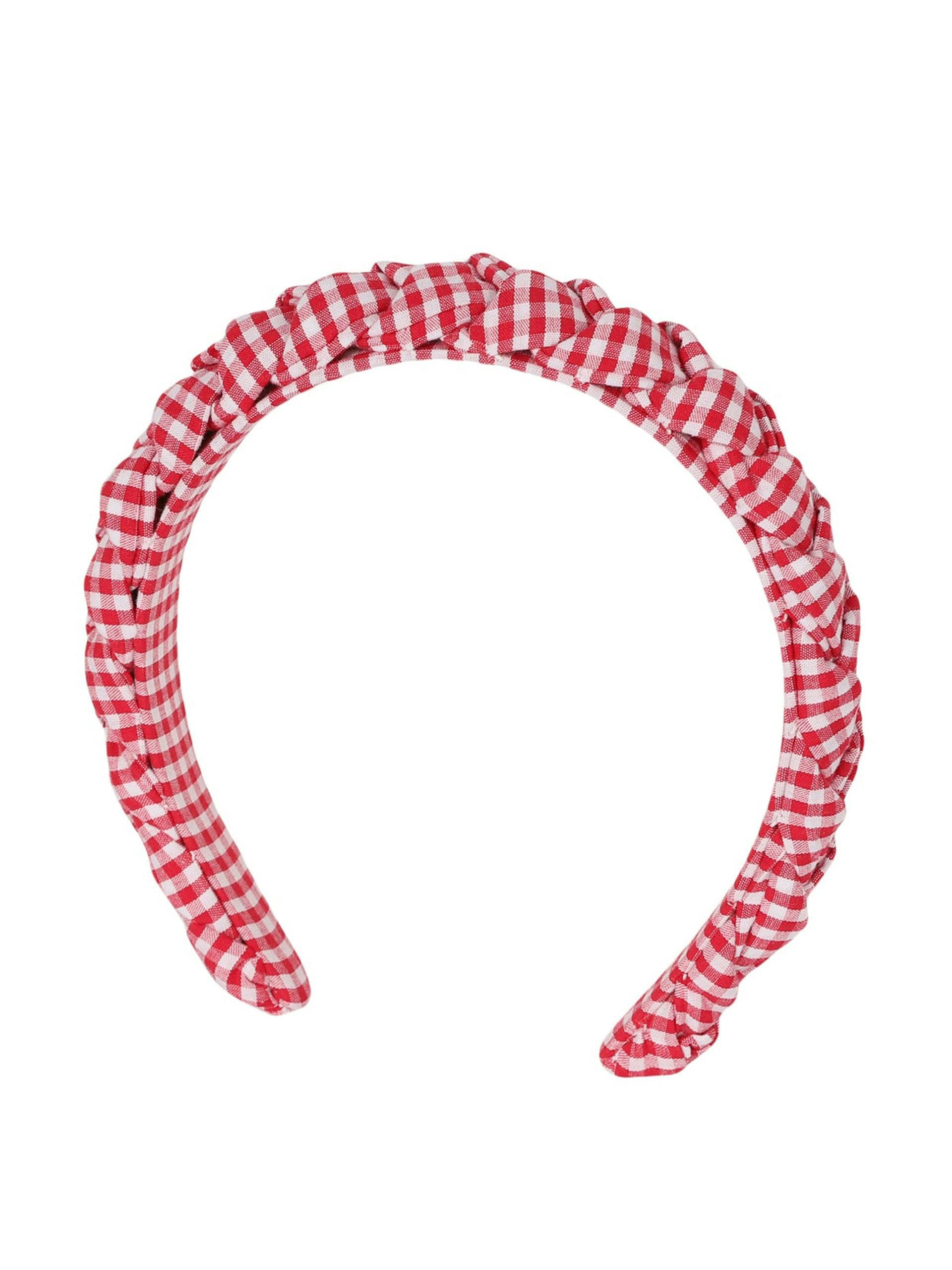 Red gingham braided headband