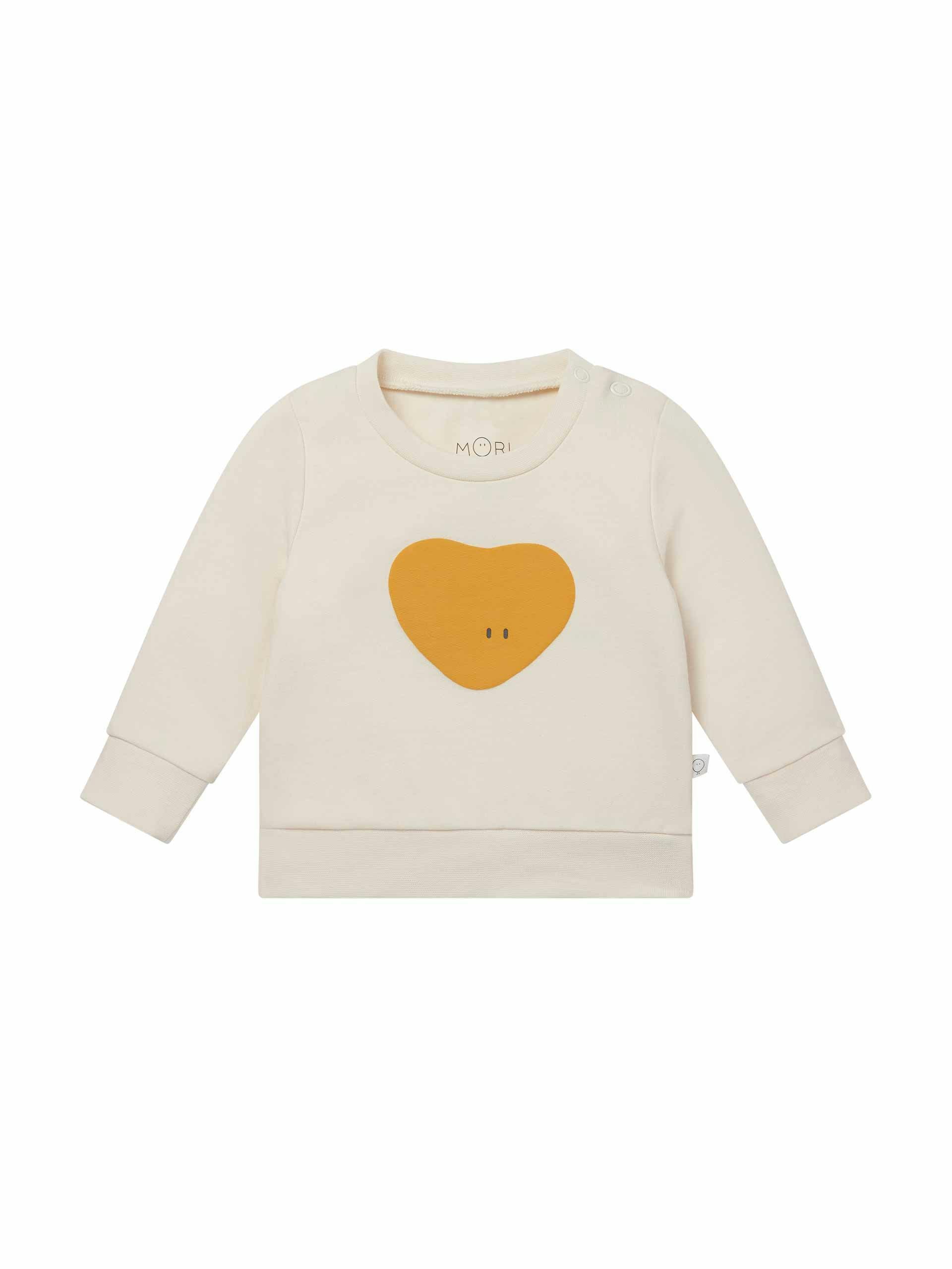 Ecru cotton heart sweatshirt