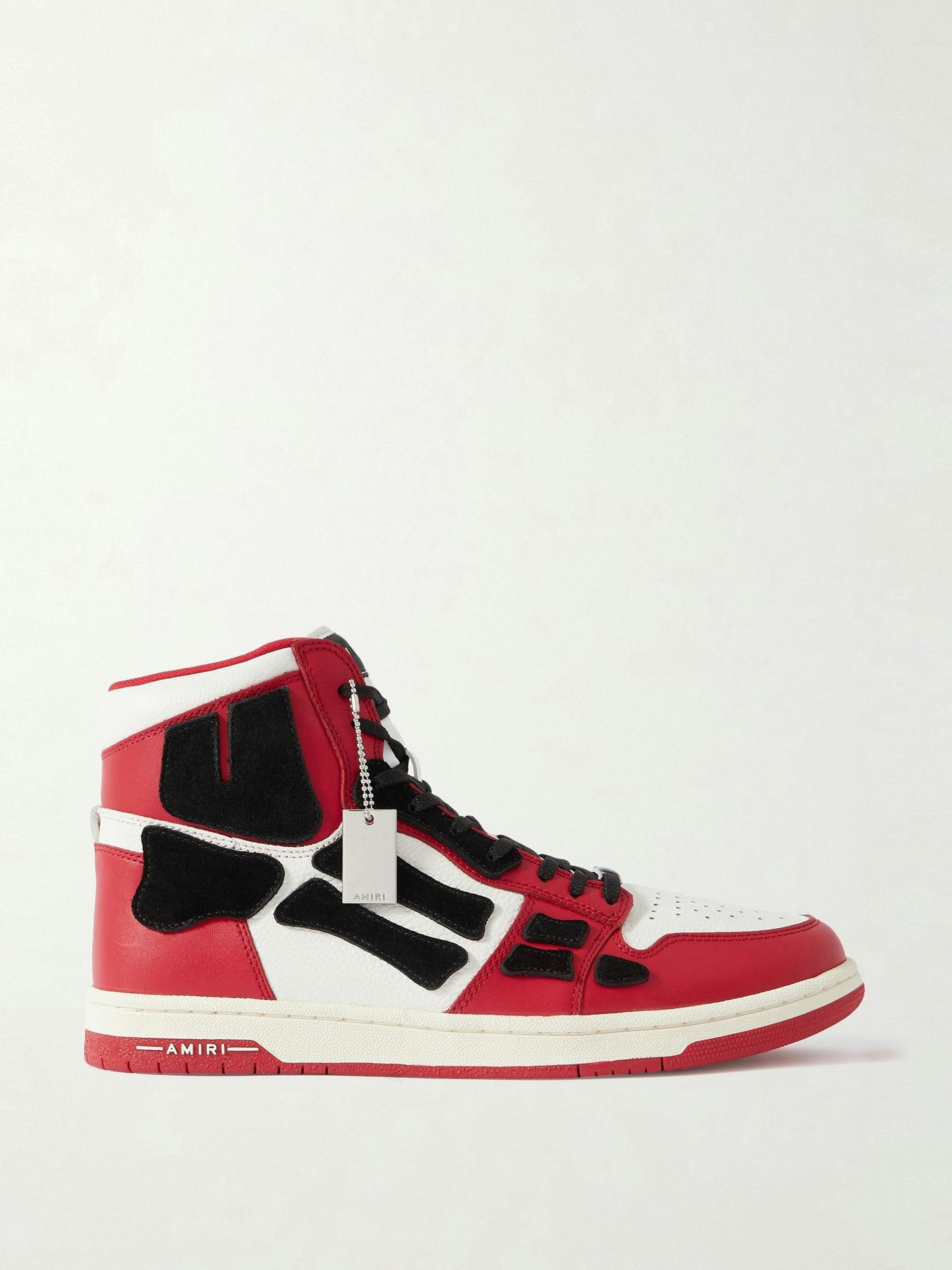 Skel-Top leather and suede high-top sneakers