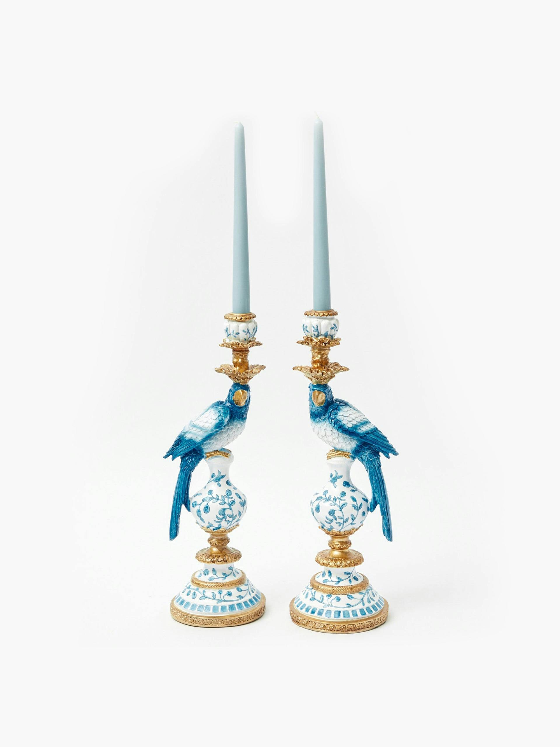Blue Parrot candle holders (set of 2)