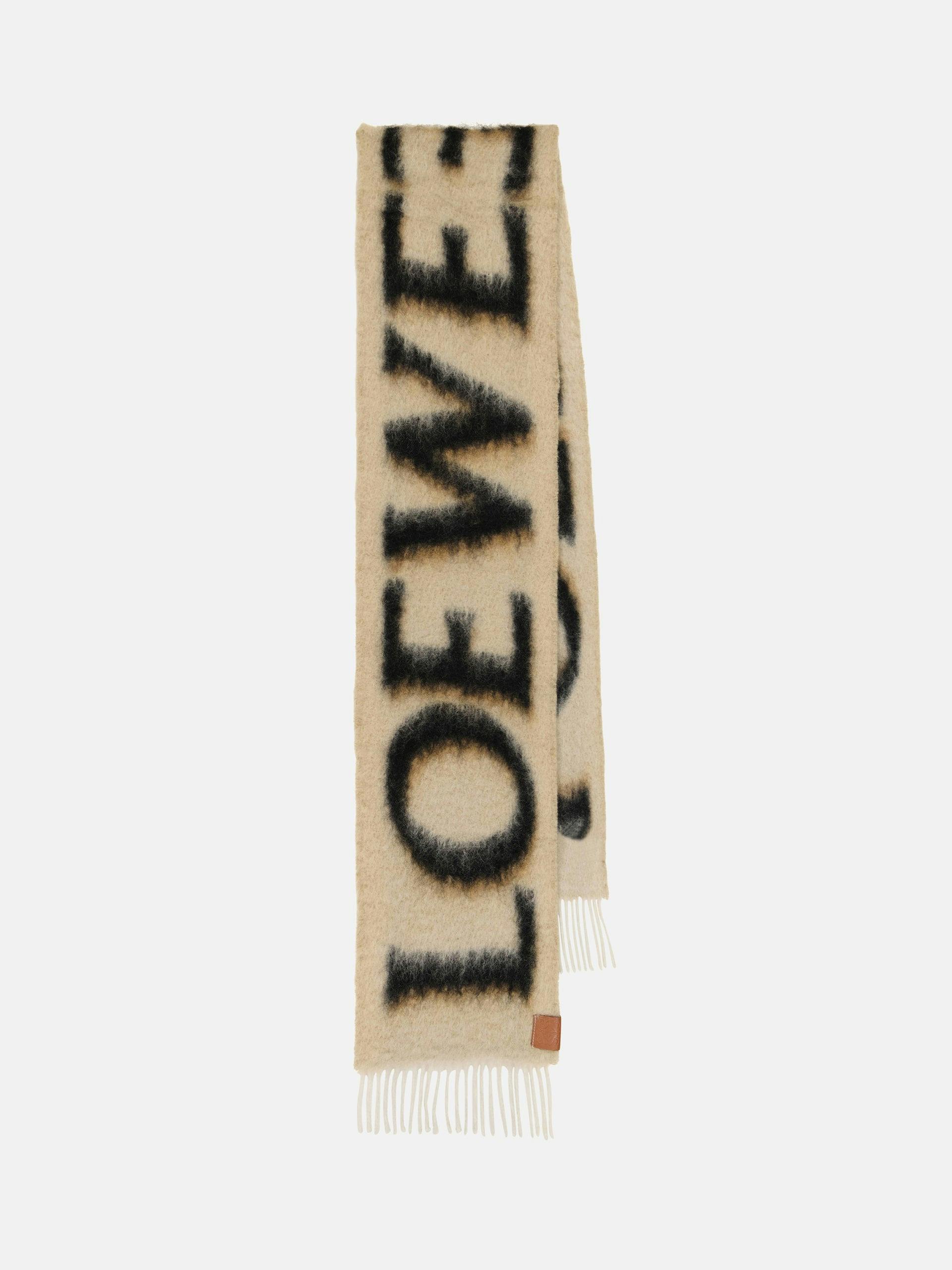 Logo jacquard wool-blend scarf