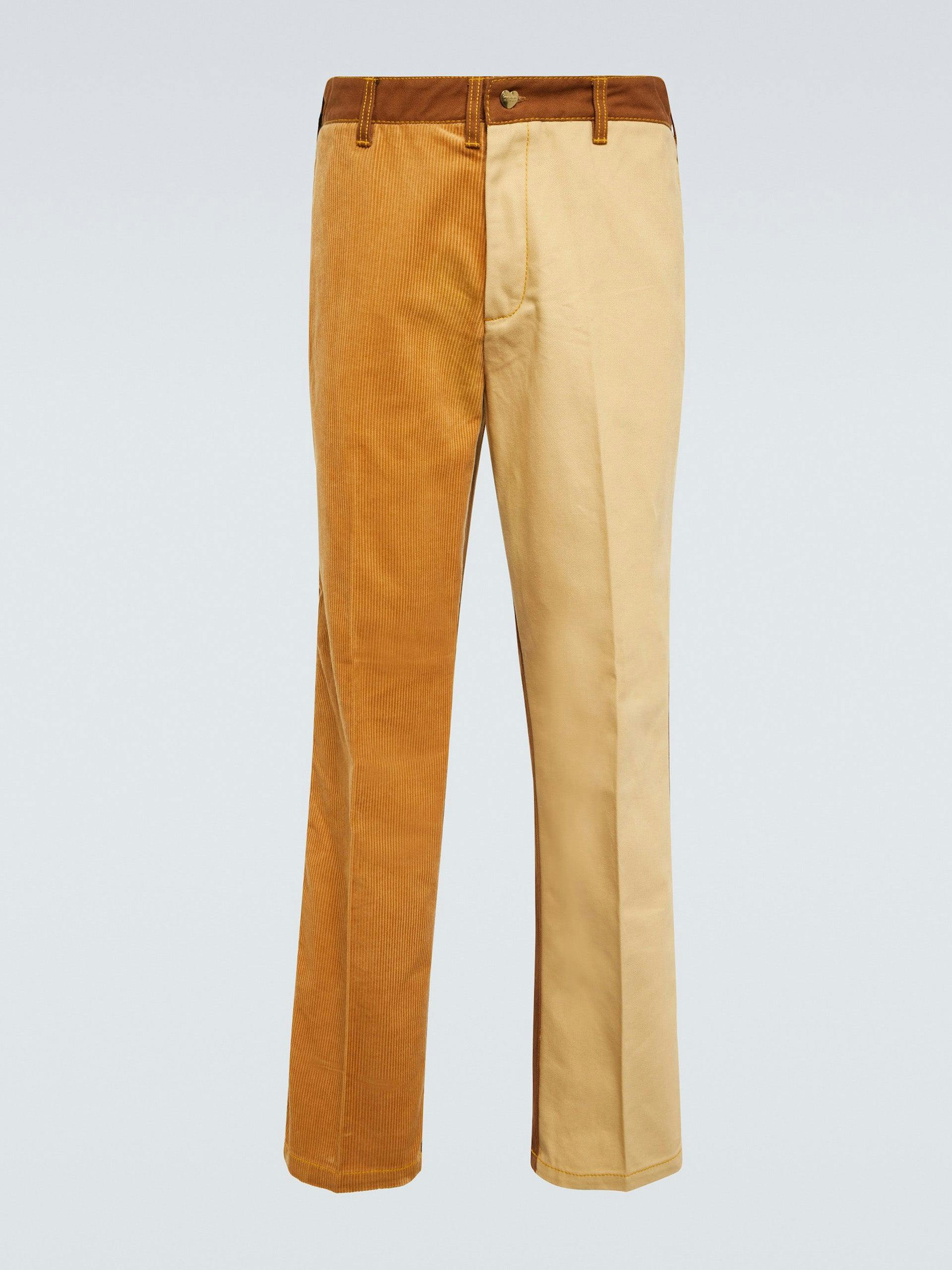 Colour-block cotton trousers