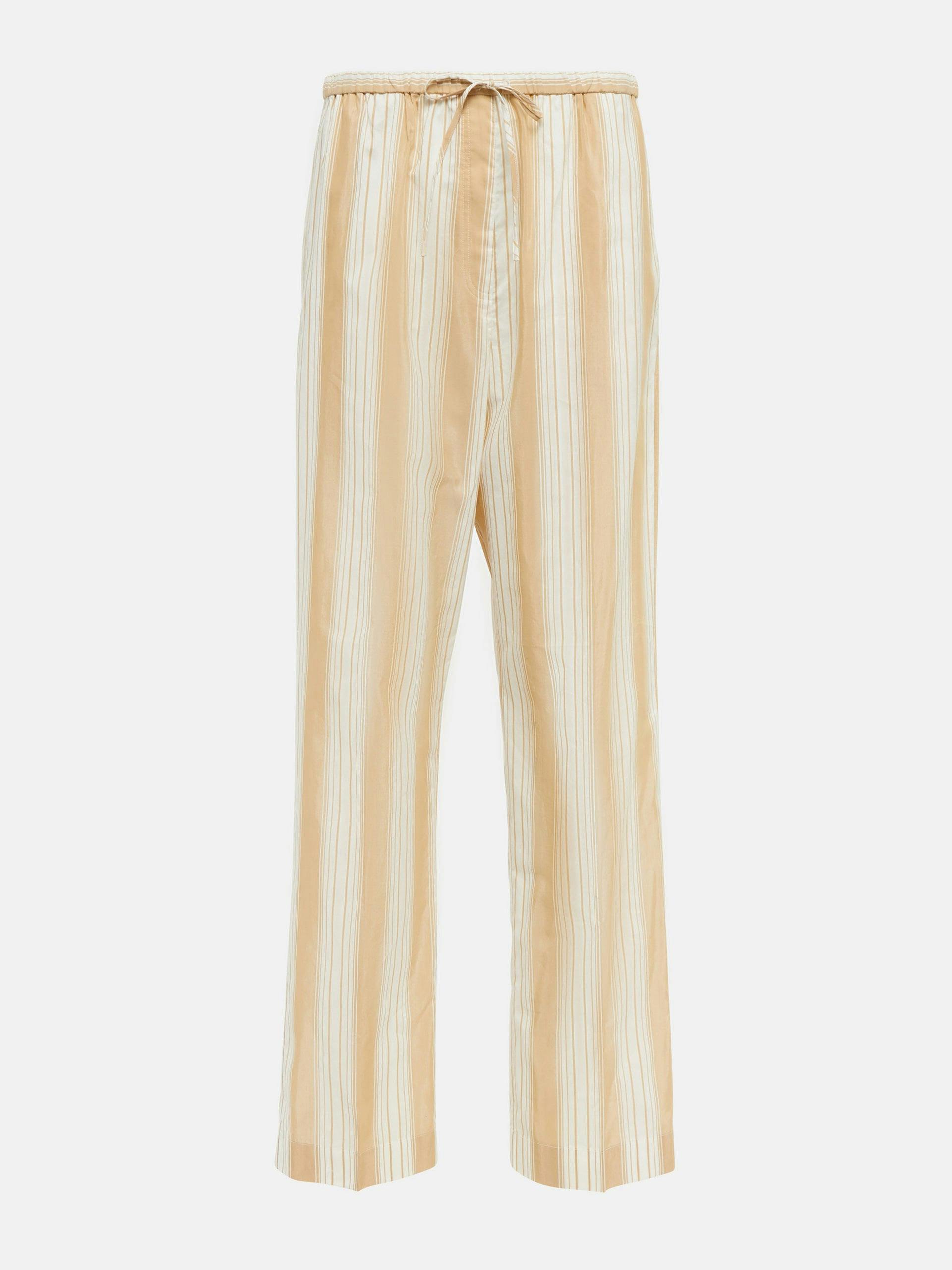 Stripe cotton and silk trousers with drawstring waist