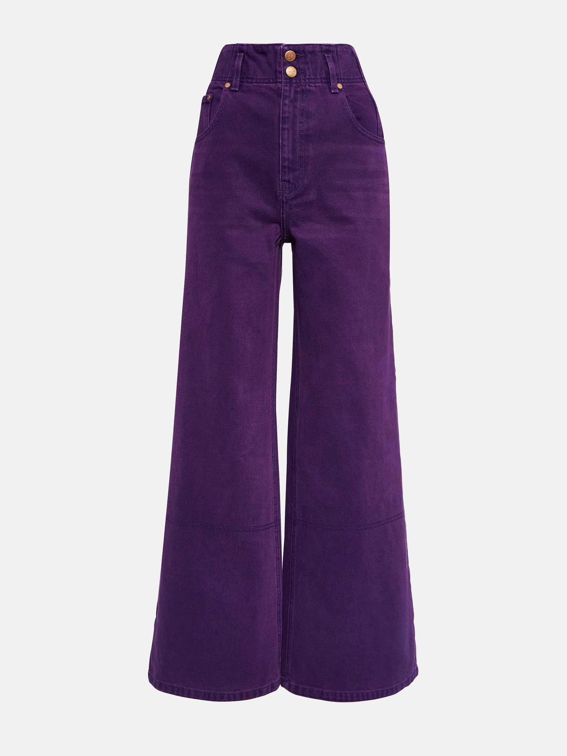 Purple high-rise wide-leg jeans