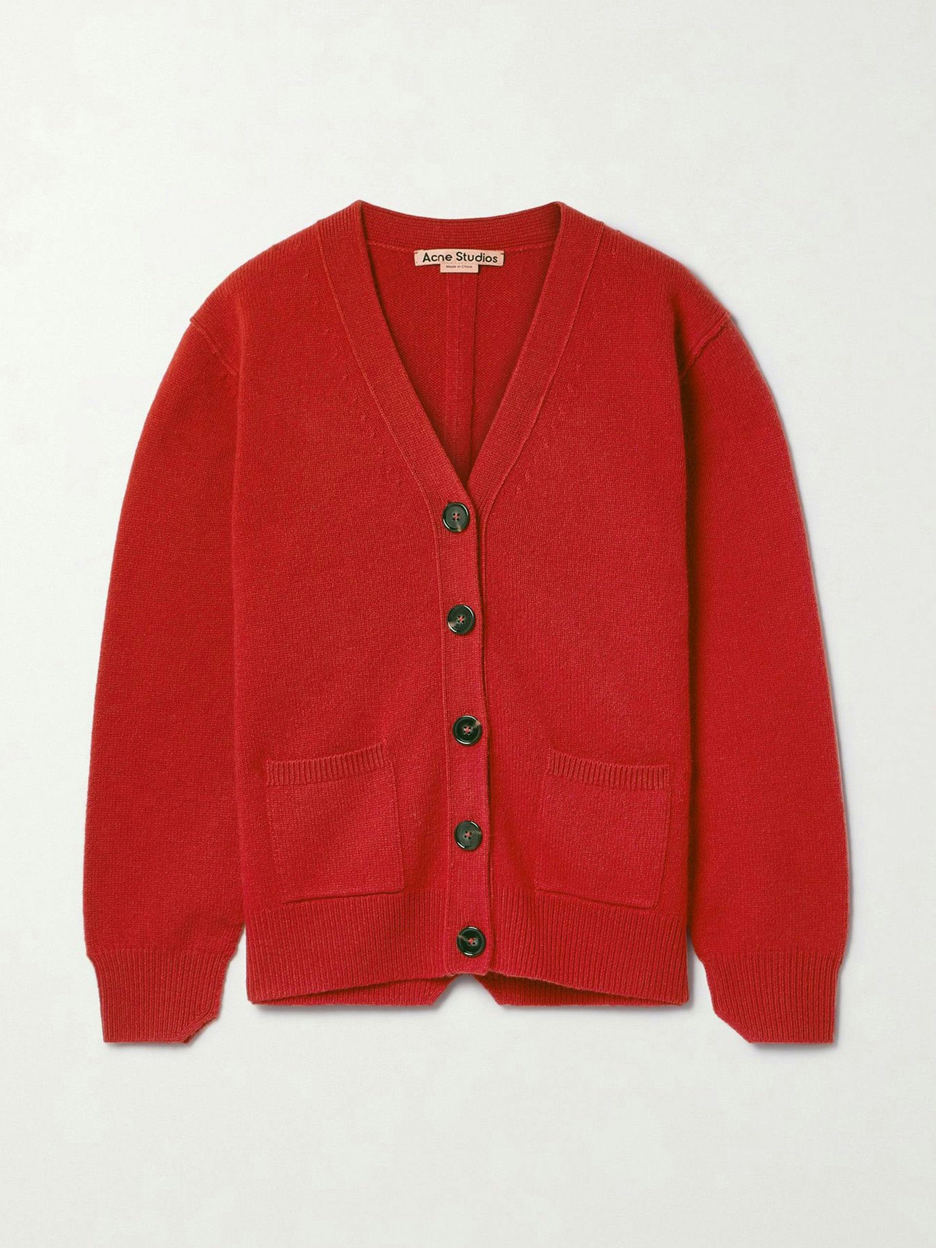 Red wool and cashmere-blend cardigan