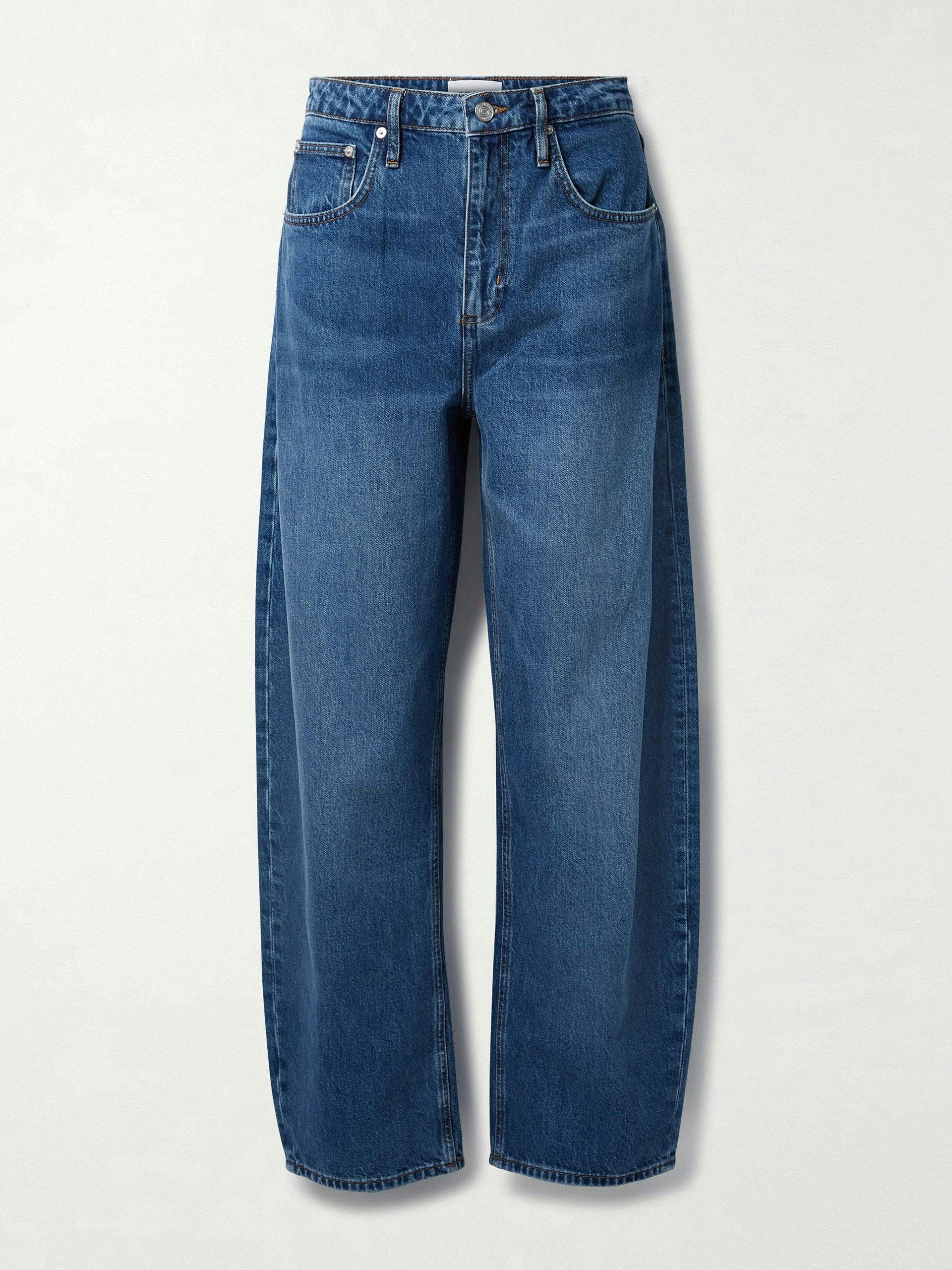 Dark denim high-rise tapered jeans