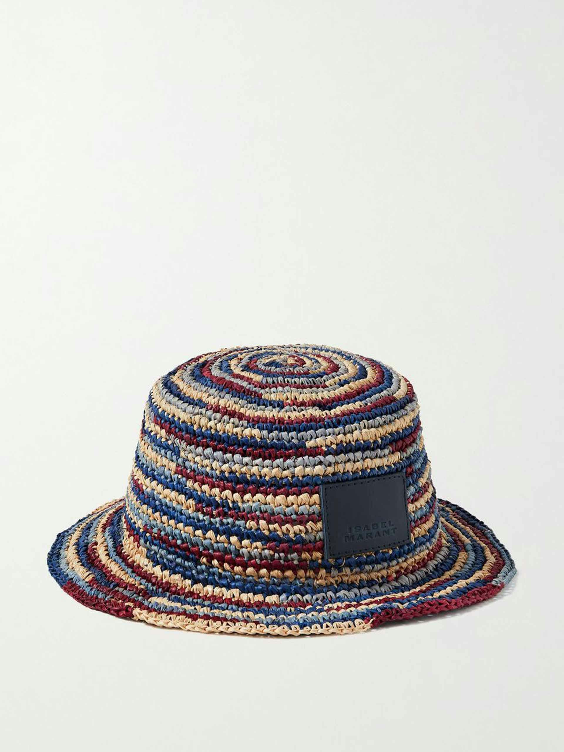 Striped raffia hat