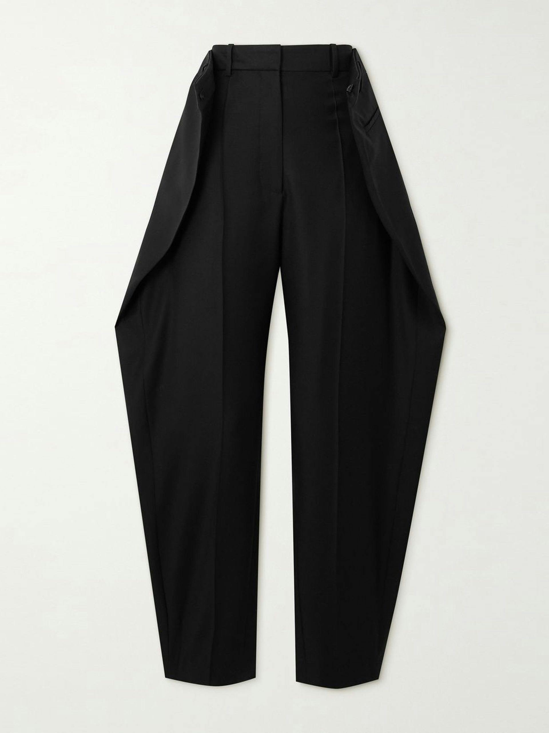 Black layered straight leg trousers
