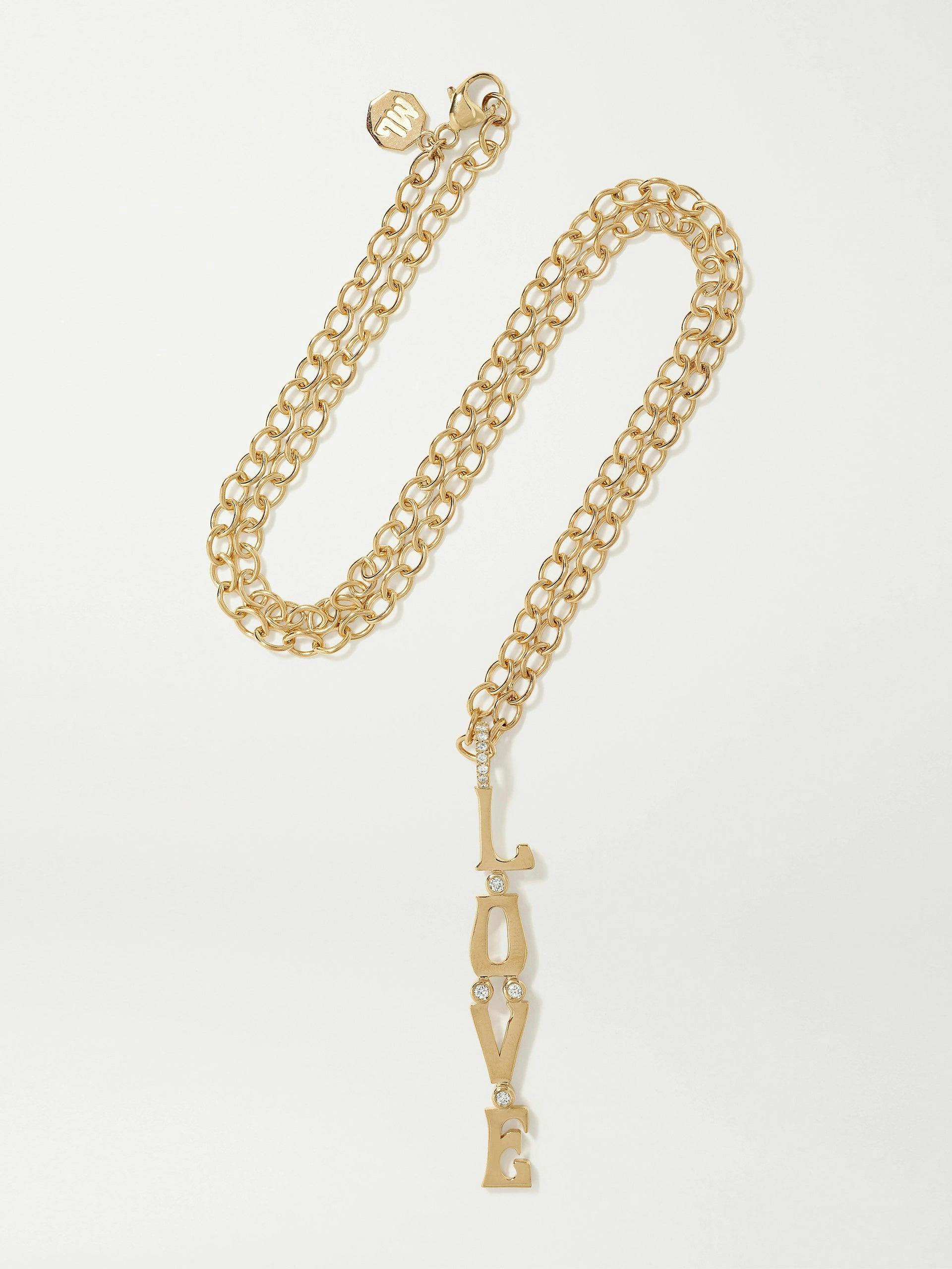 Love 14-karat gold diamond necklace