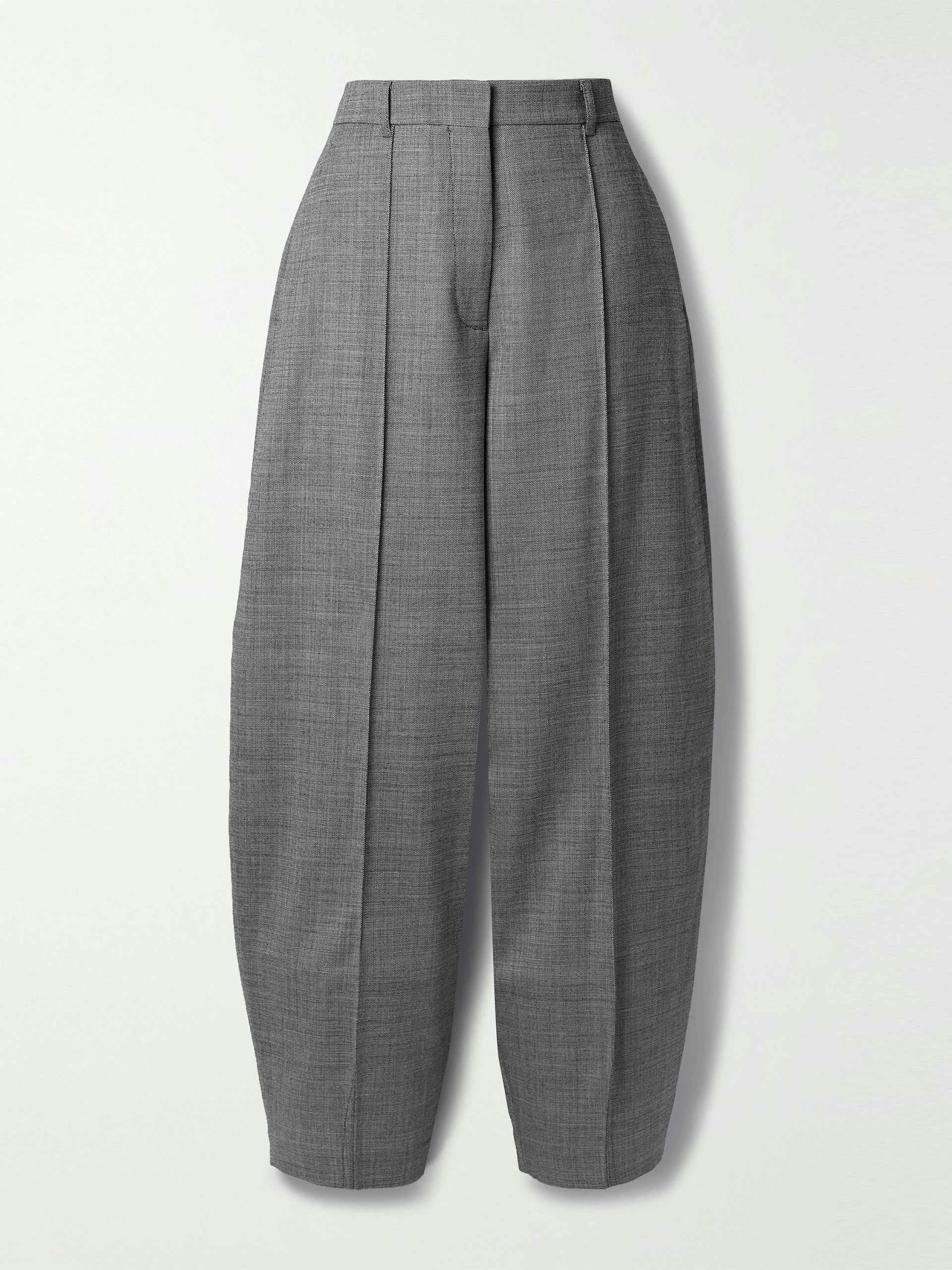 Pleated wool tapered trousers