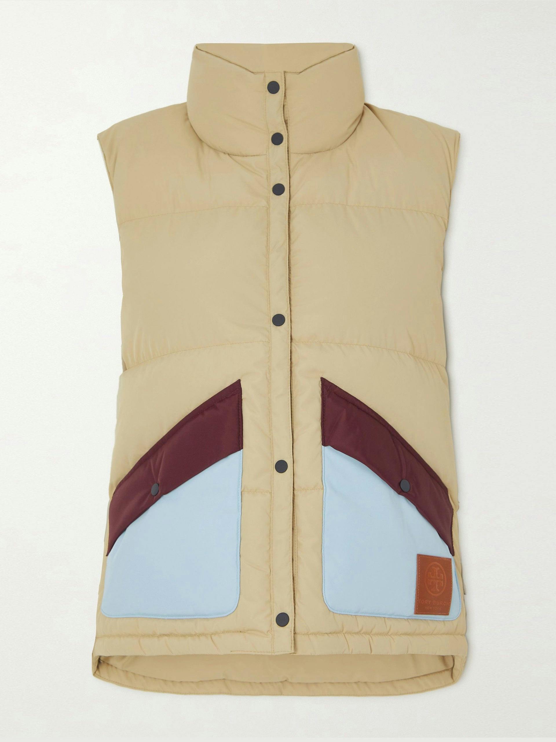 Colour-block quilted vest