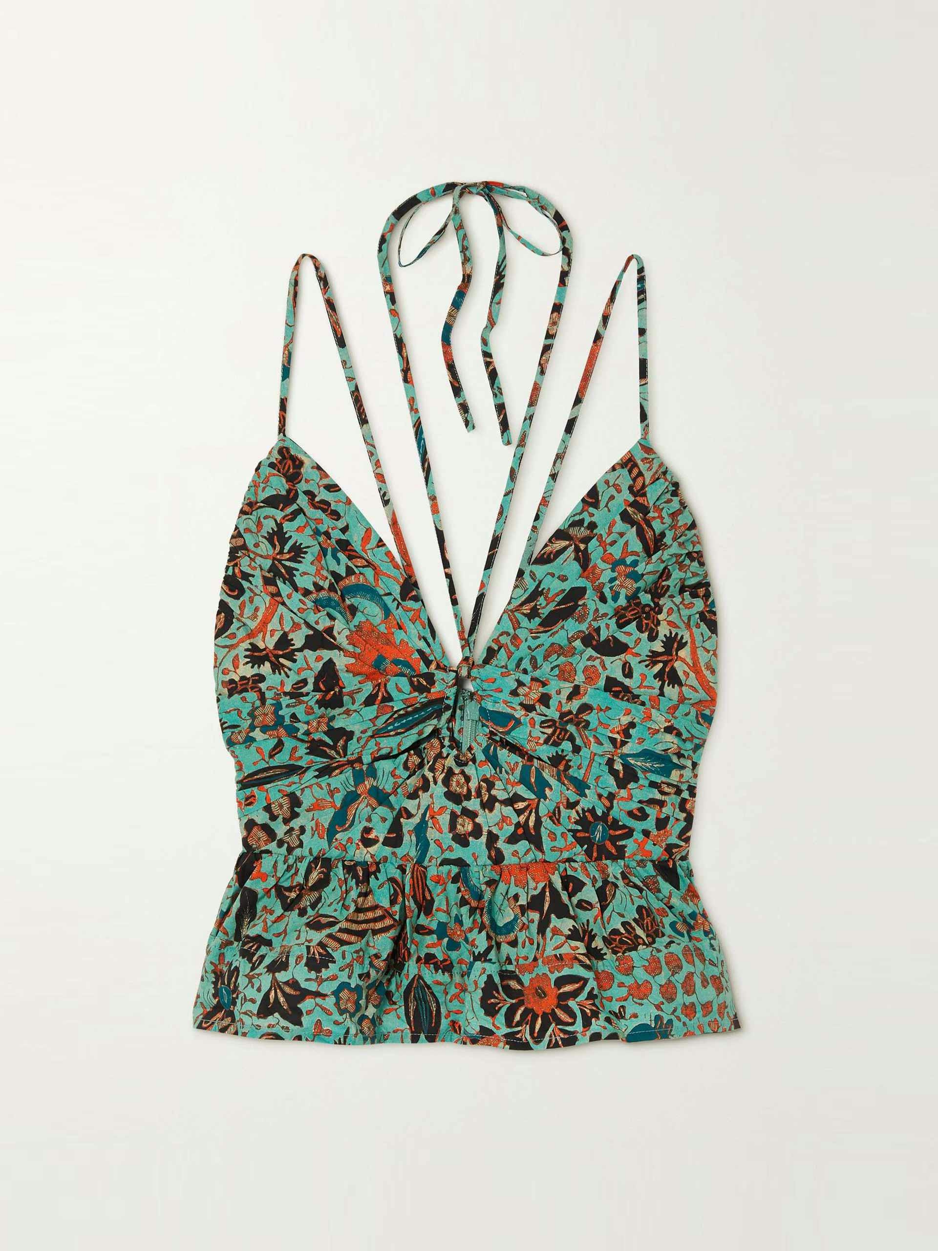 Green floral camisole