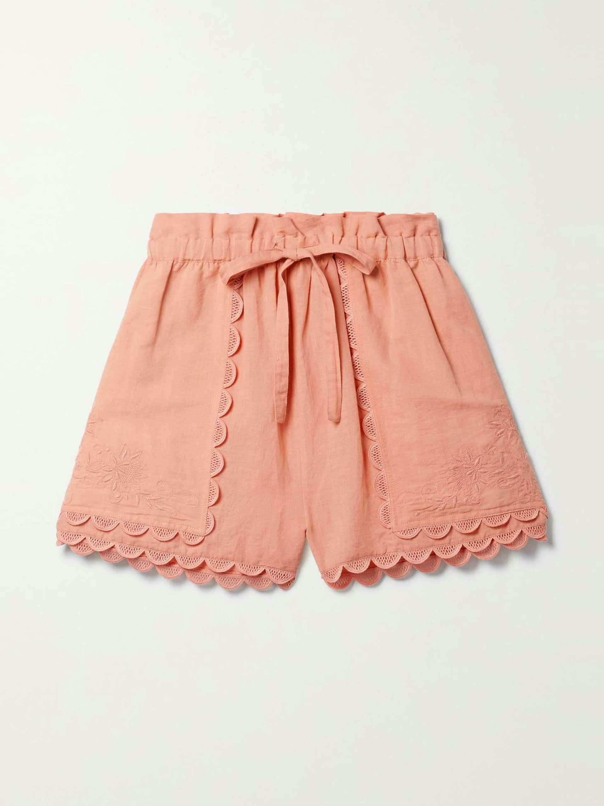 Pink cotton voile shorts