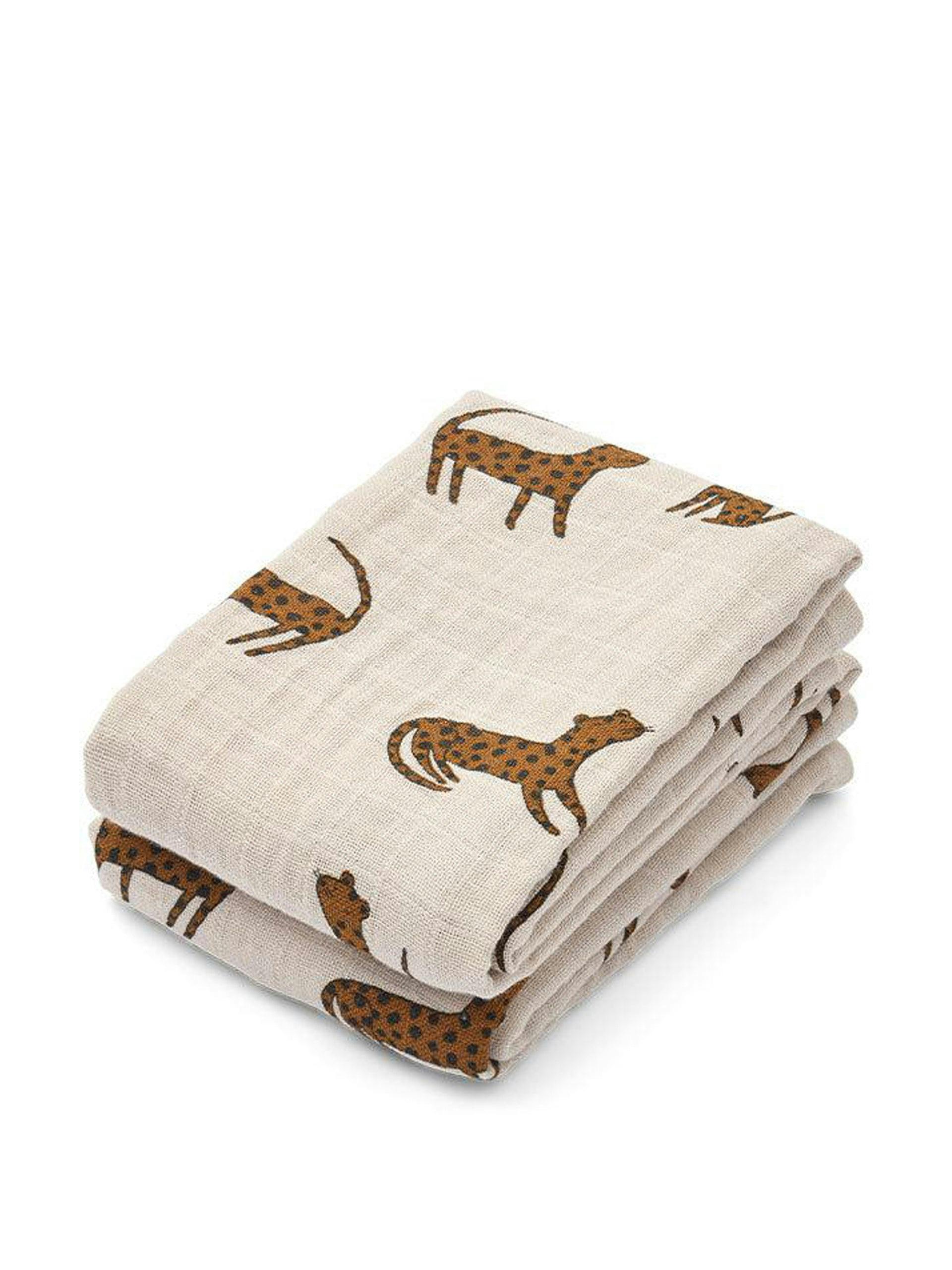 Leopard print muslin cloths (set of 2)