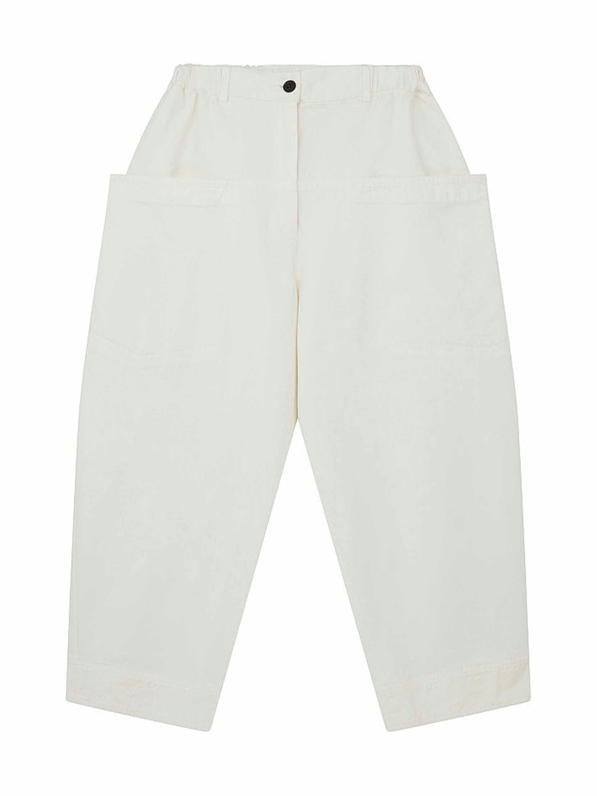 Cropped white denim wide-leg trousers