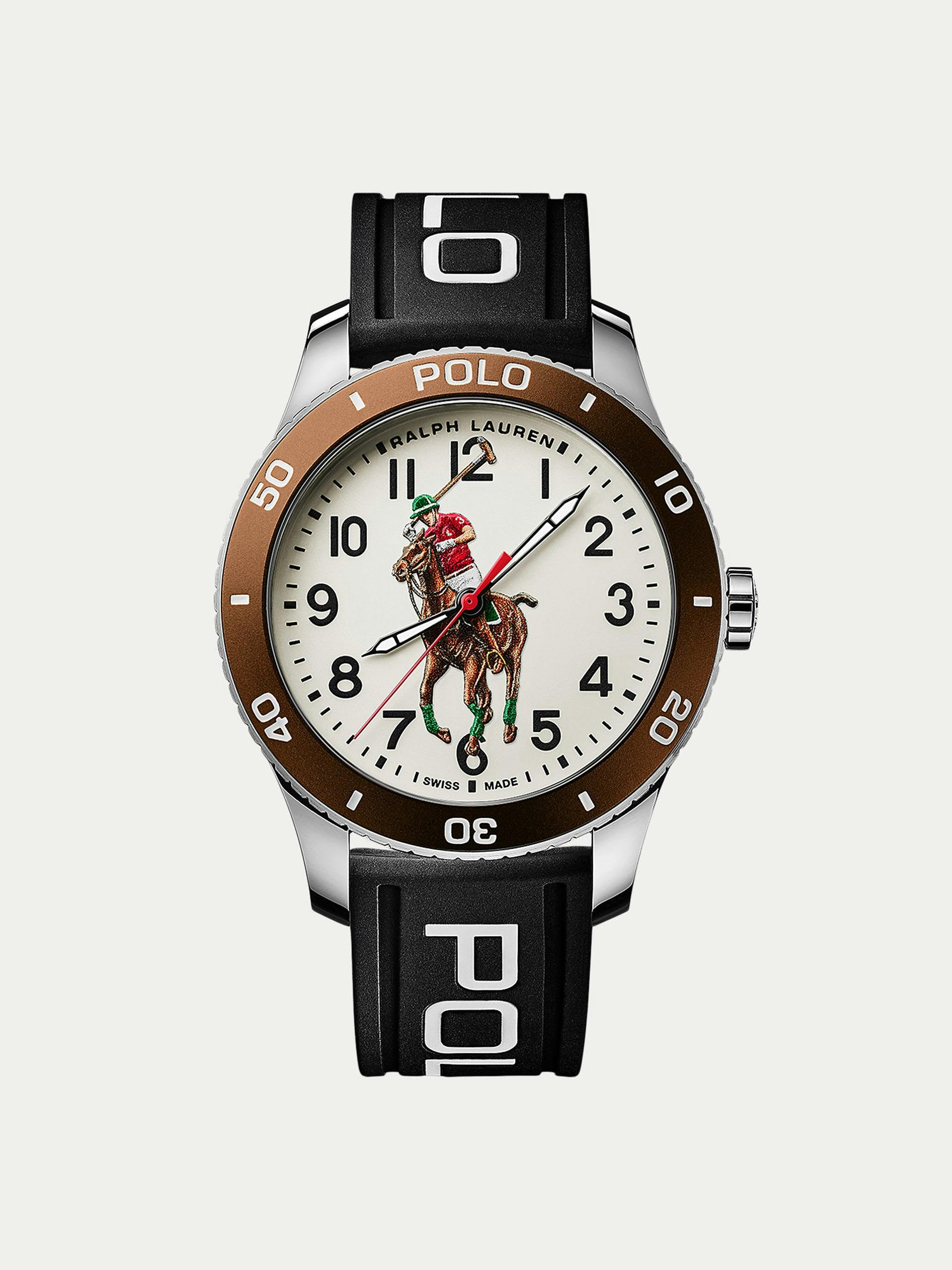 Polo watch brown bezel white dial