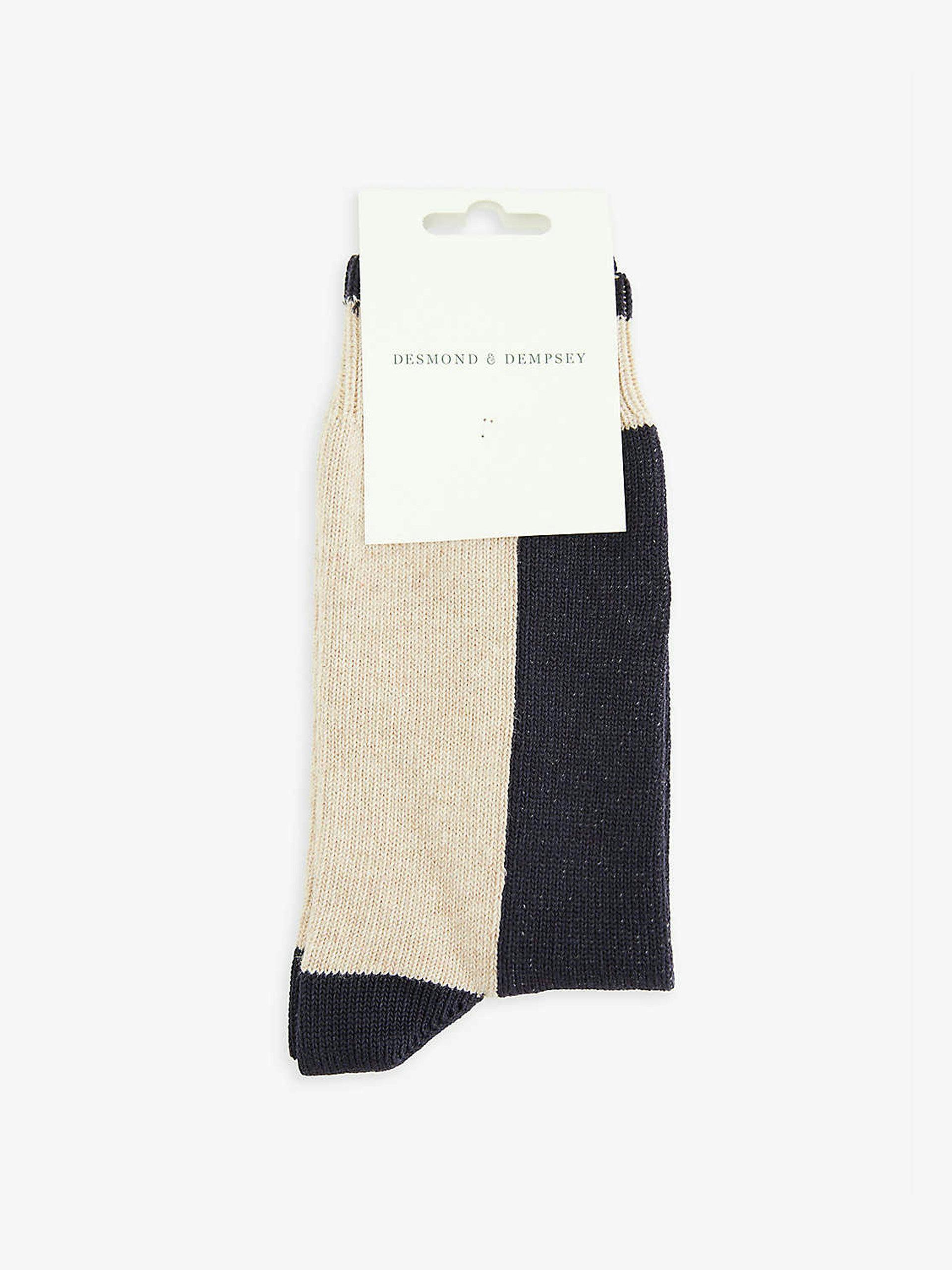Colour-block knitted cotton-blend socks