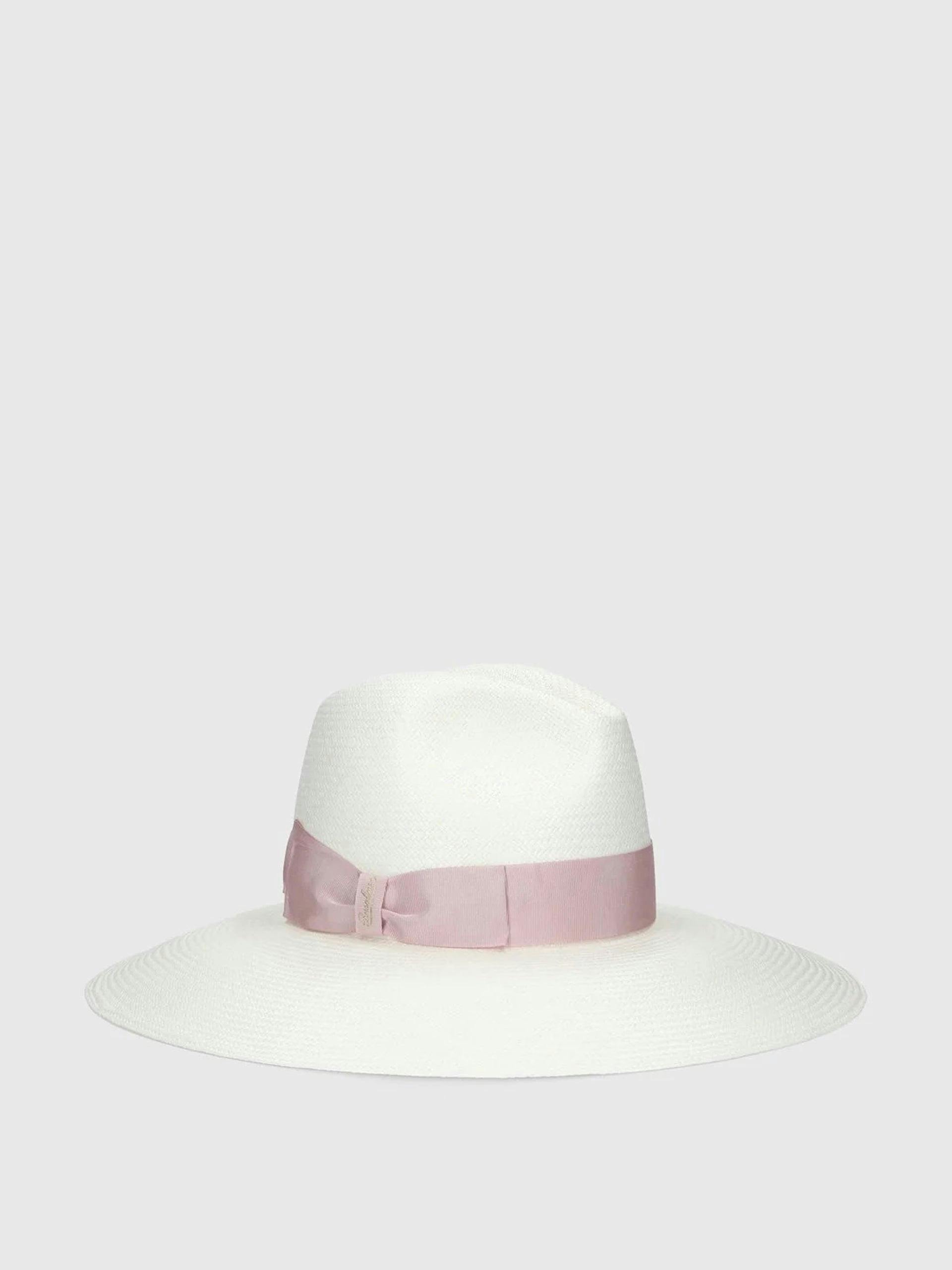 Pink and white wide brim hat