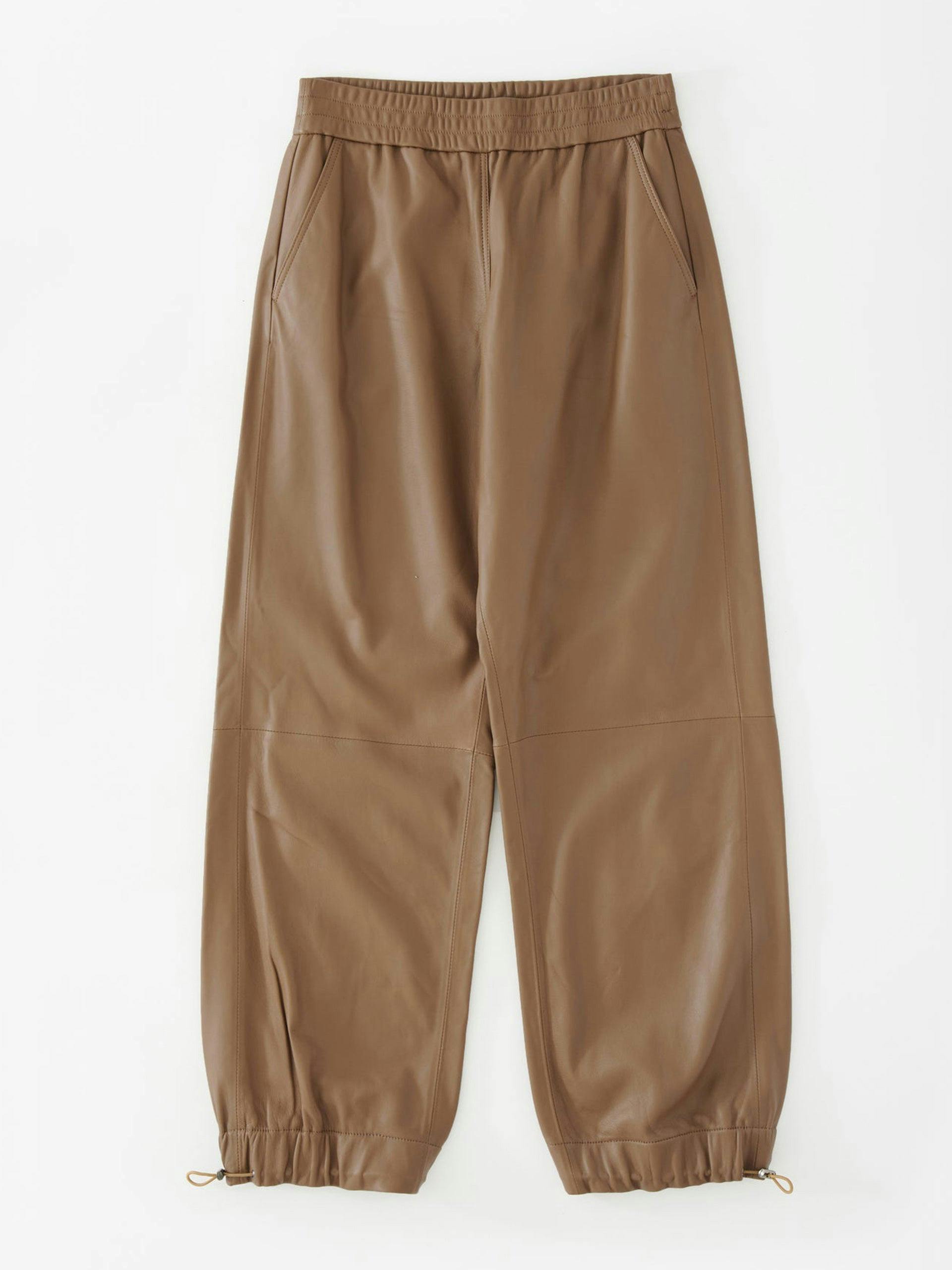 Brown leather tracksuit bottoms