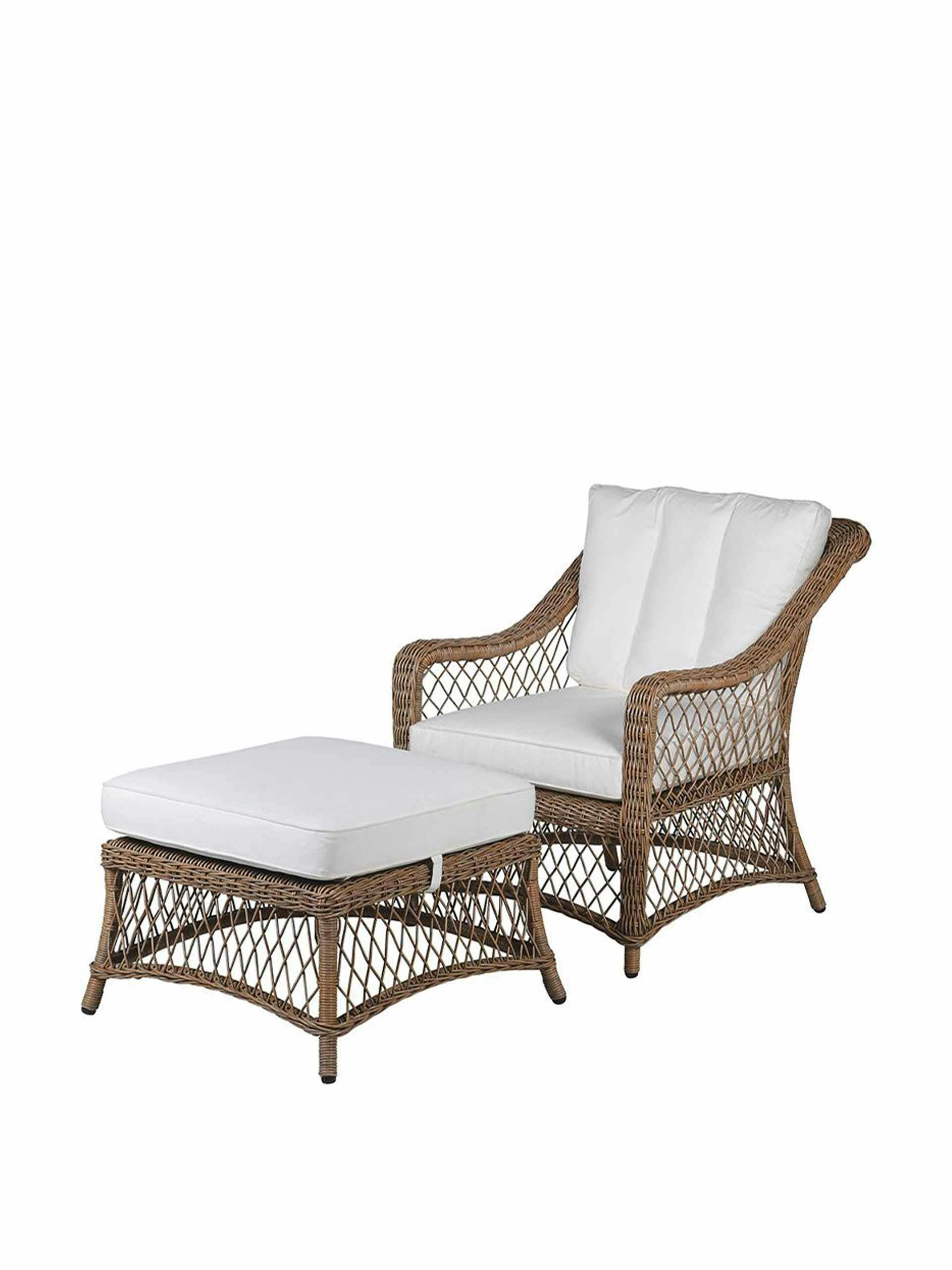 Outdoor chair and footstool garden set