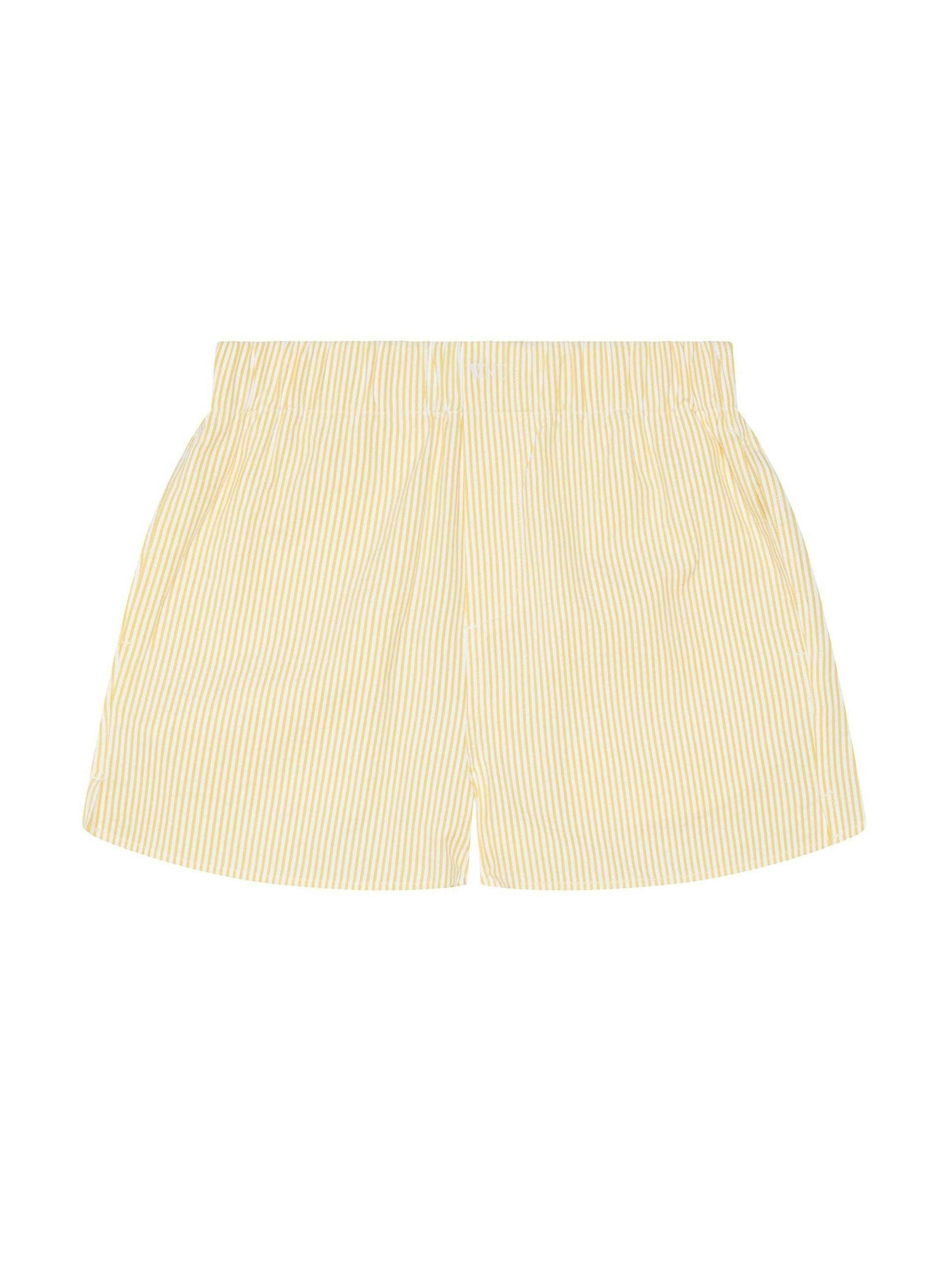 The Short: sunshine yellow stripe seersucker