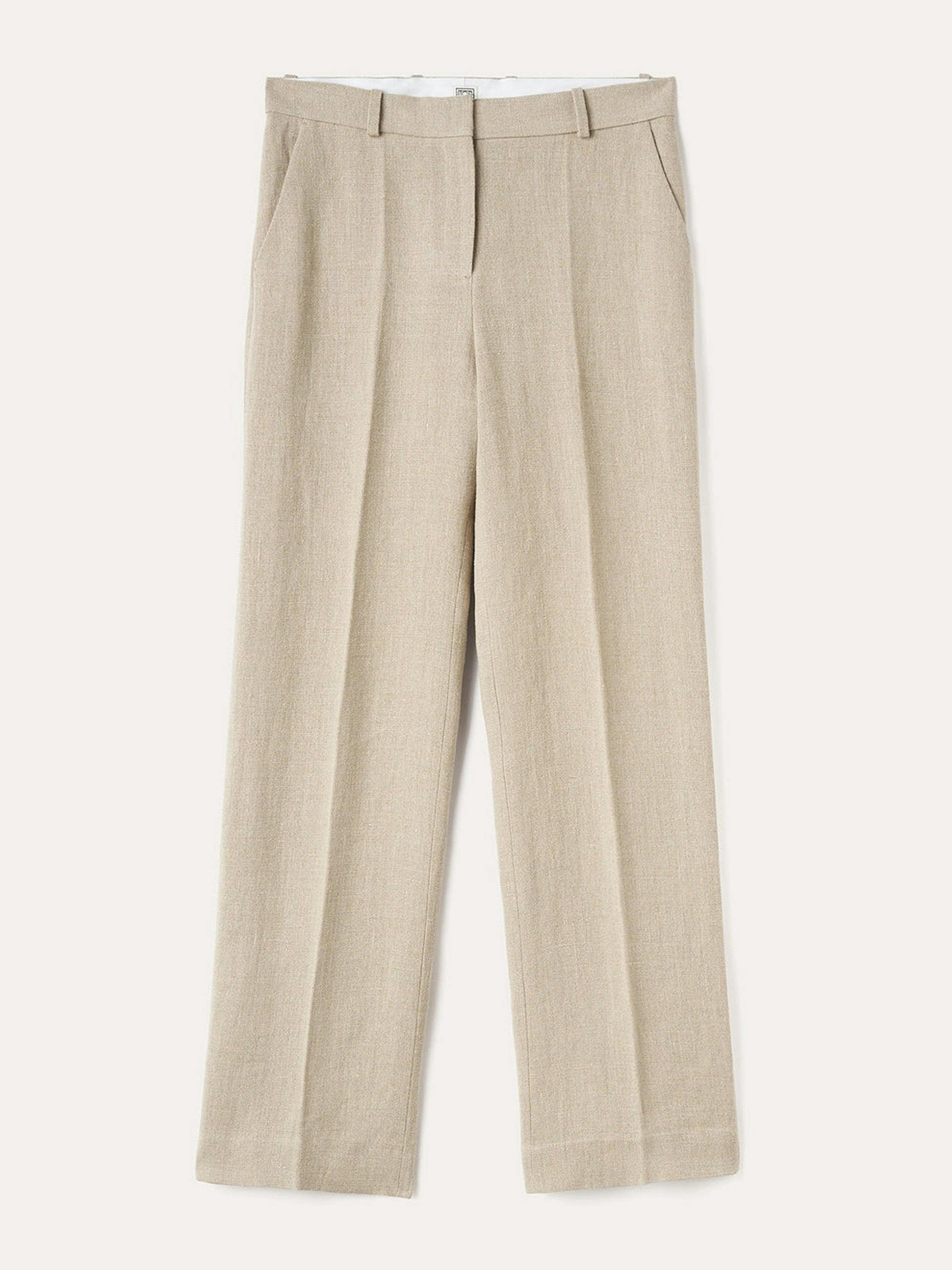 Straight beige linen trousers